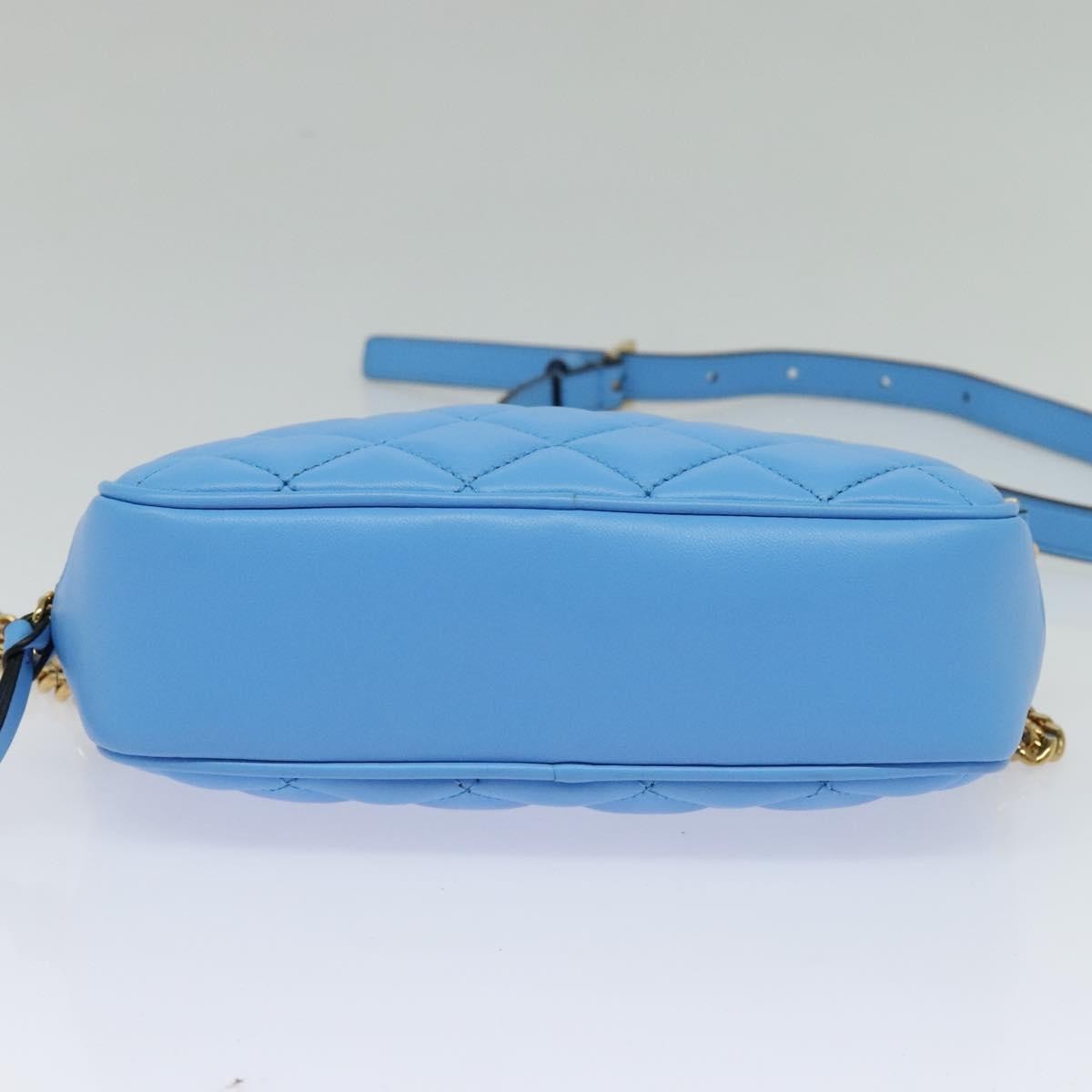 Versace Medusa Icon Front Slip Pocket Camera Quilted Leather Blue Leather Shoulder Bag Bag (Pre-Owned)