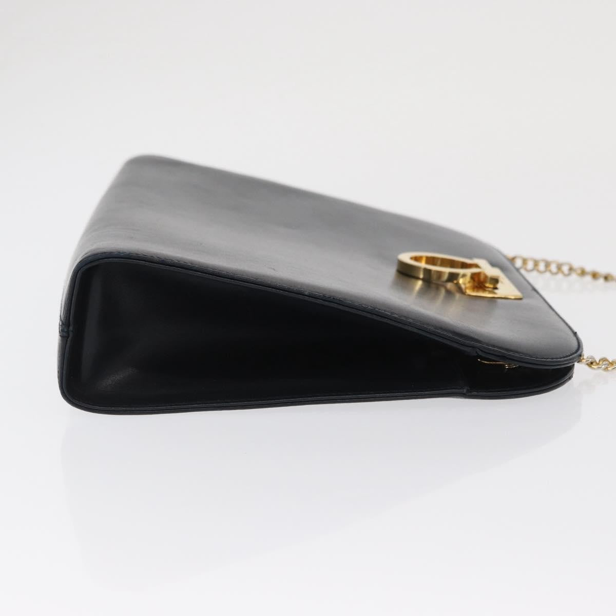 Salvatore Ferragamo Vintage Gancini Chain Leather Navy Leather Shoulder Bag Bag (Pre-Owned)