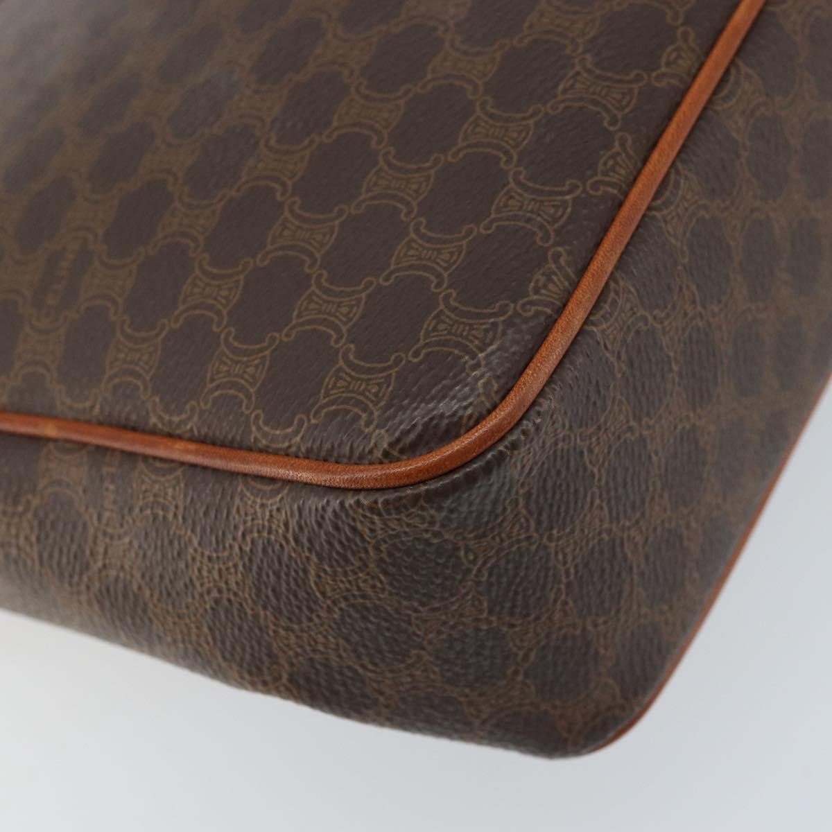 Celine Vintage Macadam Circle Logo Canvas And Leather Brown Canvas Shoulder Bag Bag (Pre-Owned)