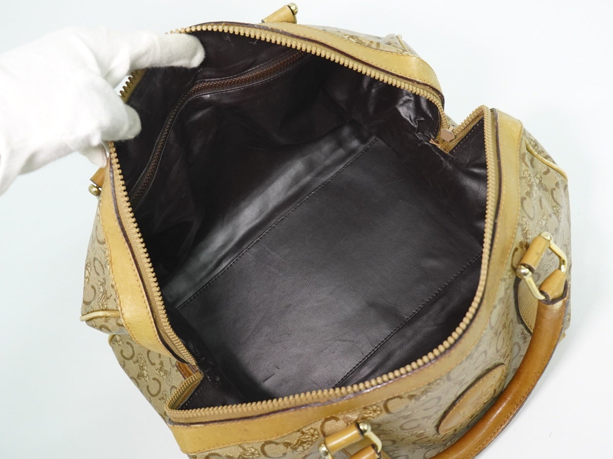 Celine Vintage Duffle Canvas And Leather Beige Pvc Travel Bag Bag (Pre-Owned)