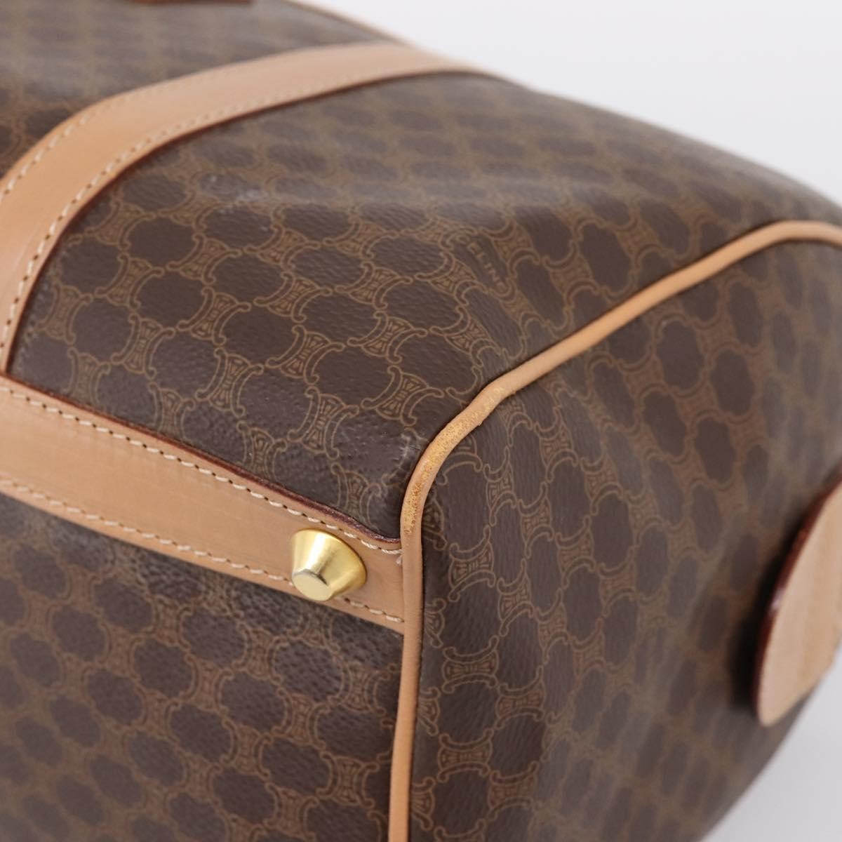 Celine Vintage Boston Macadam Coated Canvas Brown Pvc Handbag (Pre-Owned)
