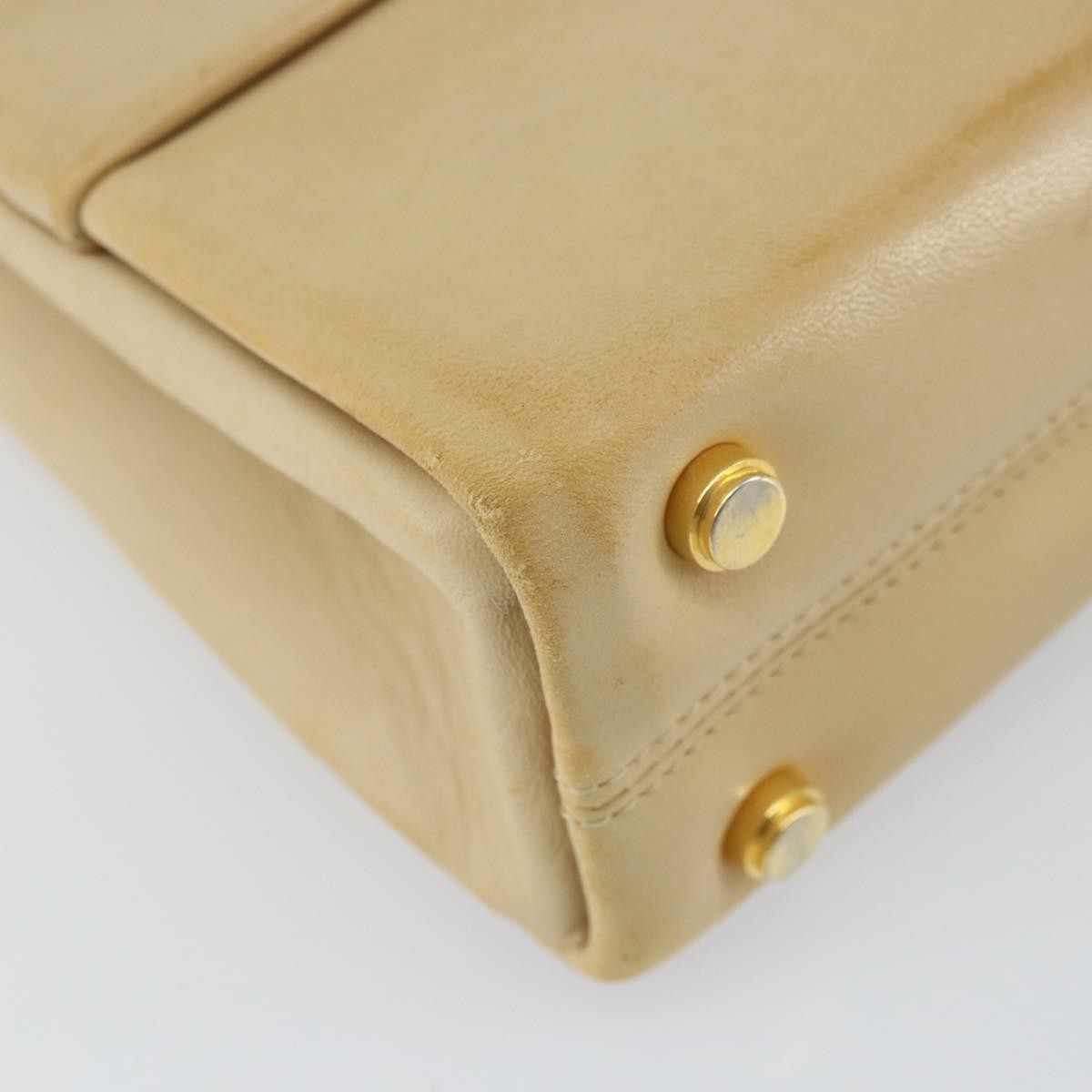 Salvatore Ferragamo Vintage Chain Leather Beige Leather Handbag (Pre-Owned)