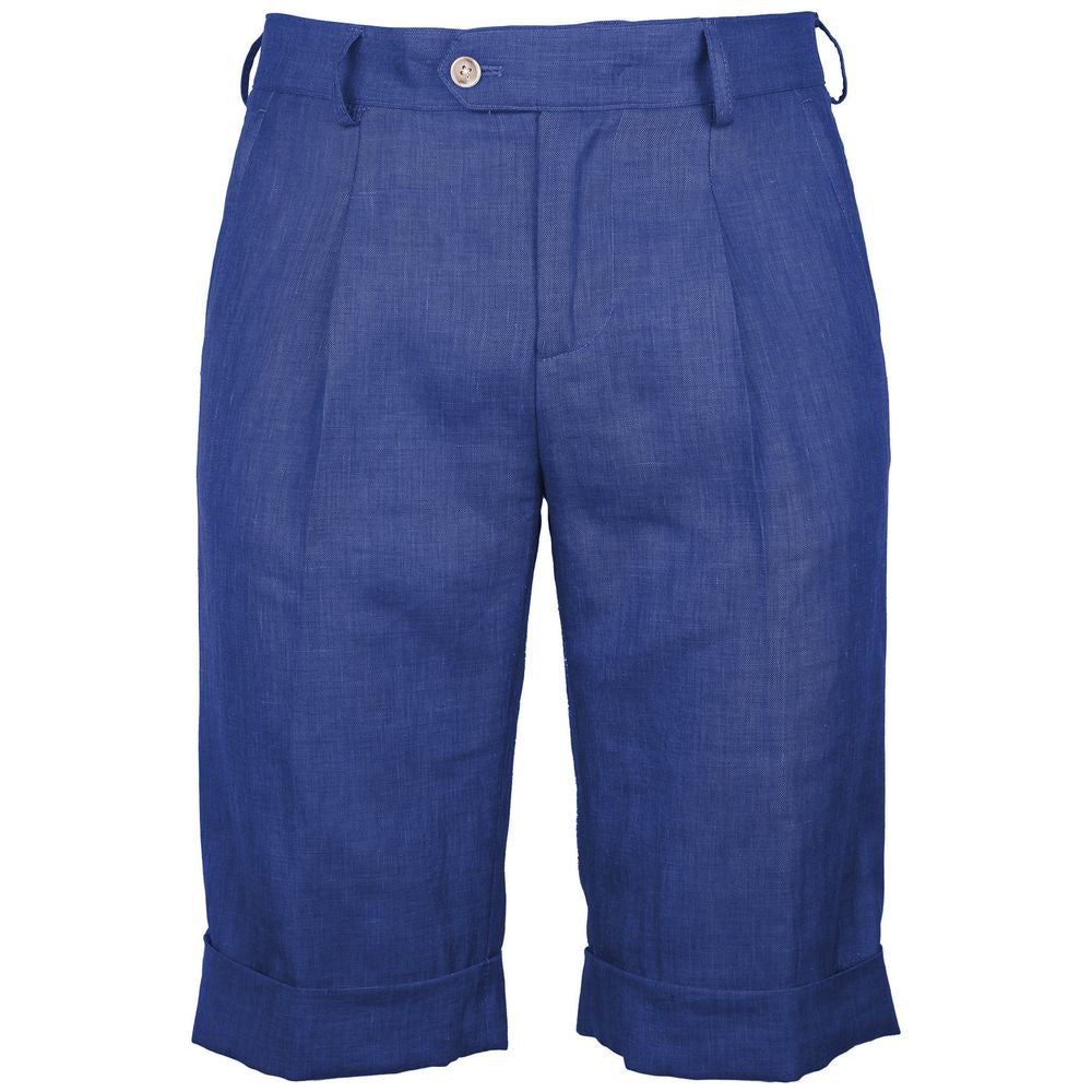 Made in Italy Blue Linen Men's Short
