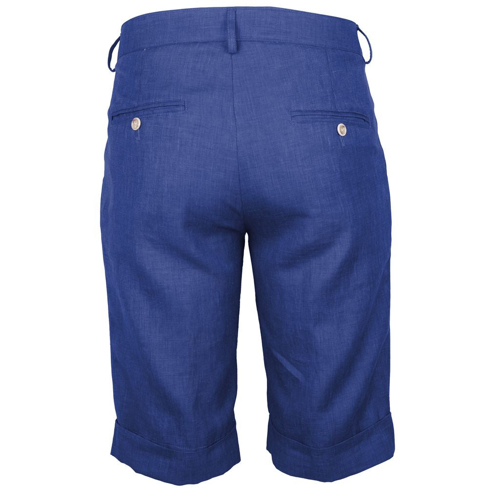 Made in Italy Blue Linen Men's Short