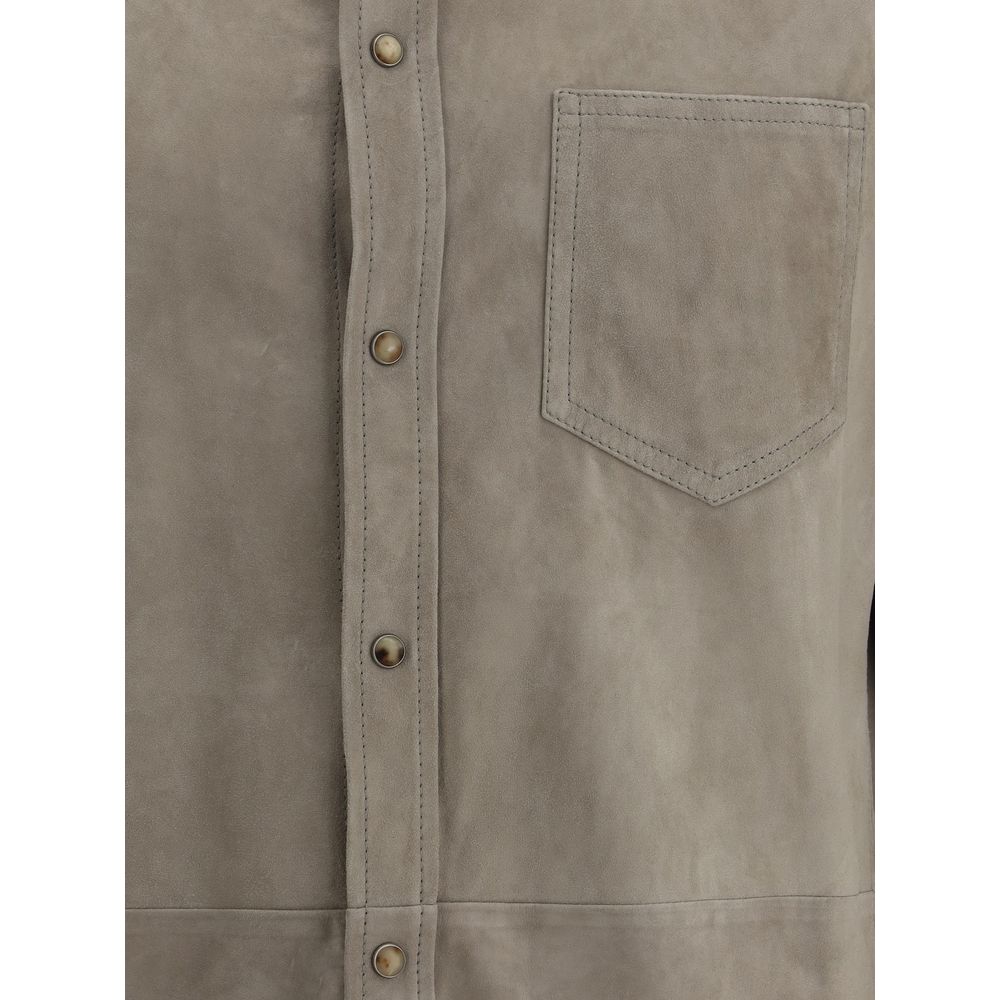Brunello Cucinelli Suede Men's Shirt