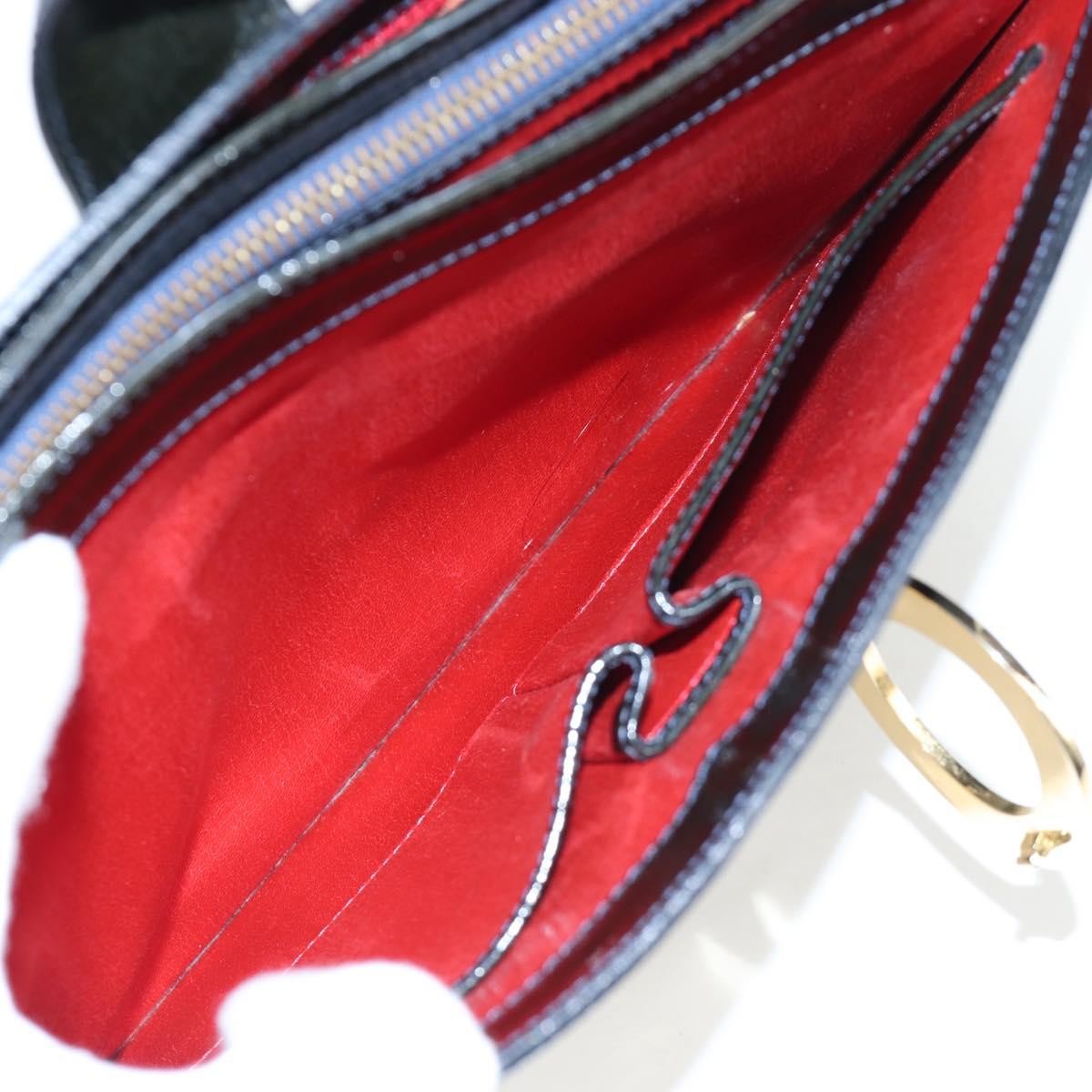 Celine Vintage Logo Ring Shoulder Bag Patent Leather Green Patent_Leather Shoulder Bag Bag (Pre-Owned)