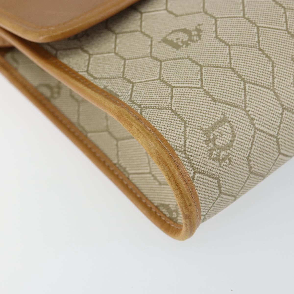 Christian Dior Vintage Honeycomb Flap Canvas And Leather Beige Canvas Shoulder Bag Bag (Pre-Owned)