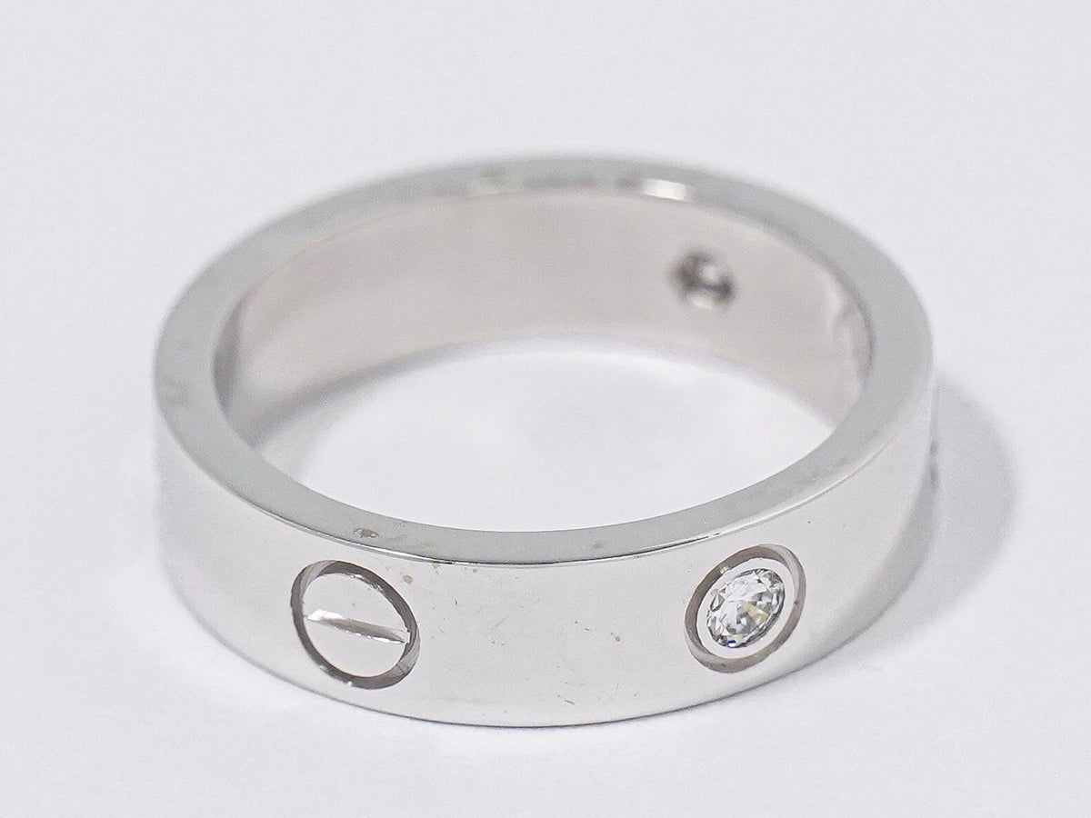 Cartier Love Wedding Band 1 Diamond 18K White Gold With Diamond White White_Gold Ring Jewelry (Pre-Owned)