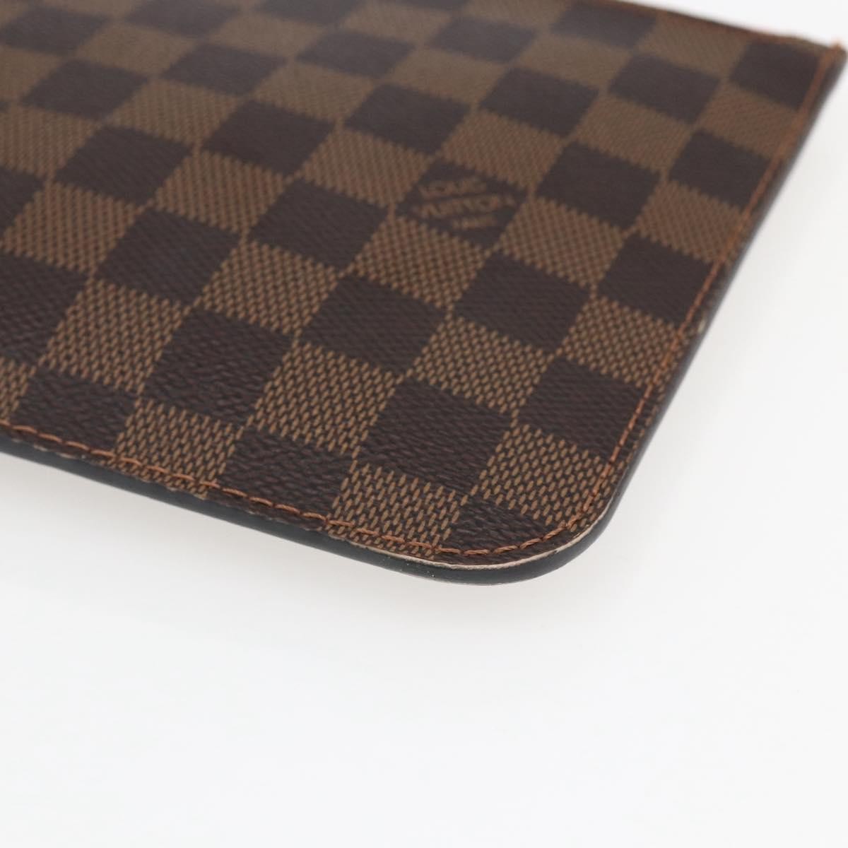 Louis Vuitton Neverfull Pochette Damier Ebene Brown Canvas Clutche & Pouche Bag (Pre-Owned)