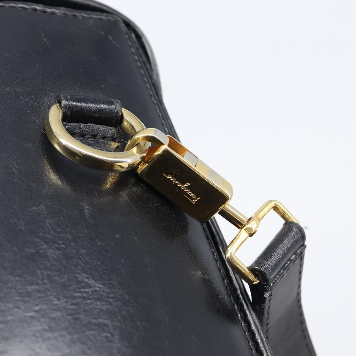 Salvatore Ferragamo Convertible Top Handle Leather Black Leather Handbag (Pre-Owned)