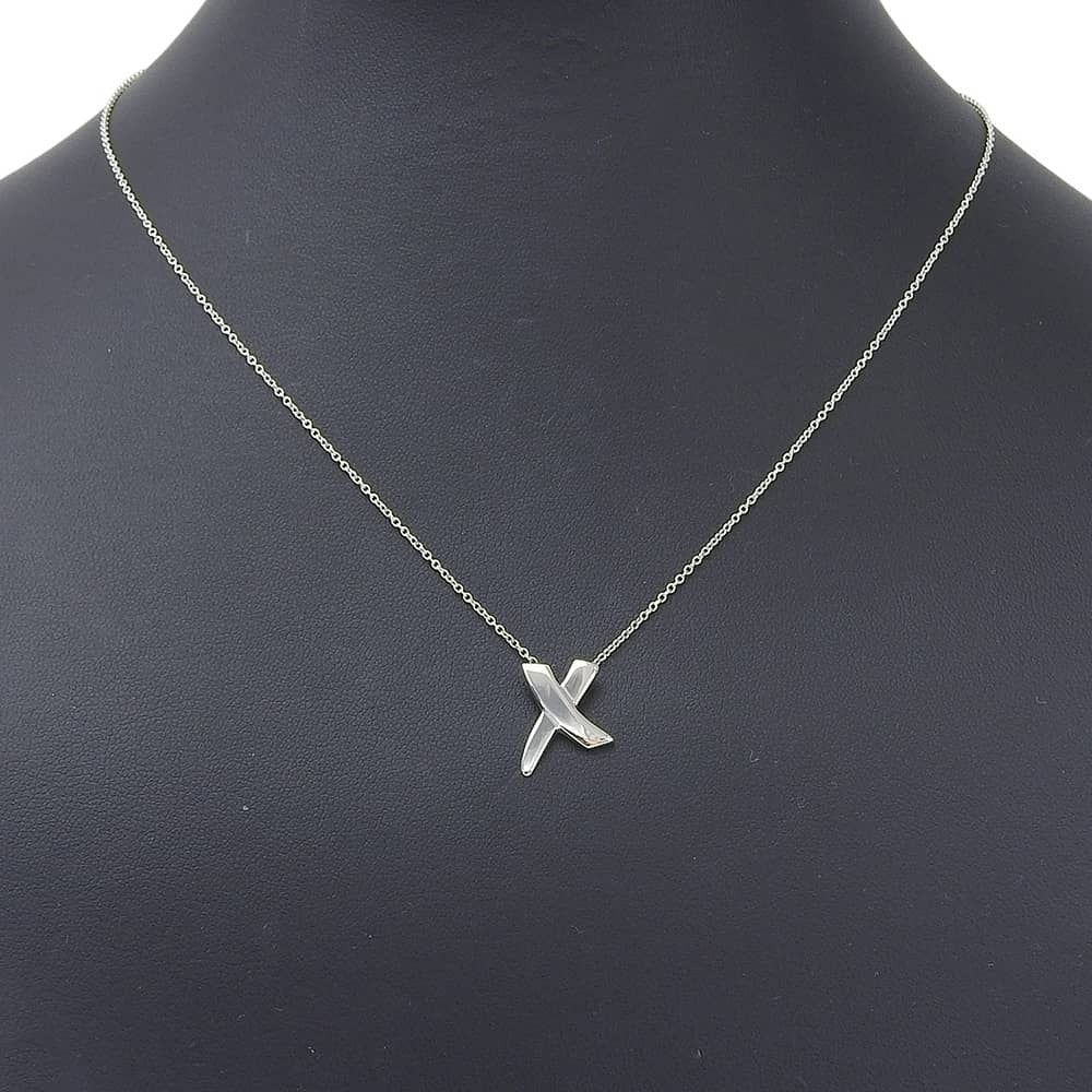 Tiffany & Co. Paloma Picasso Graffiti X Pendant Silver Silver Silver Necklace Jewelry (Pre-Owned)