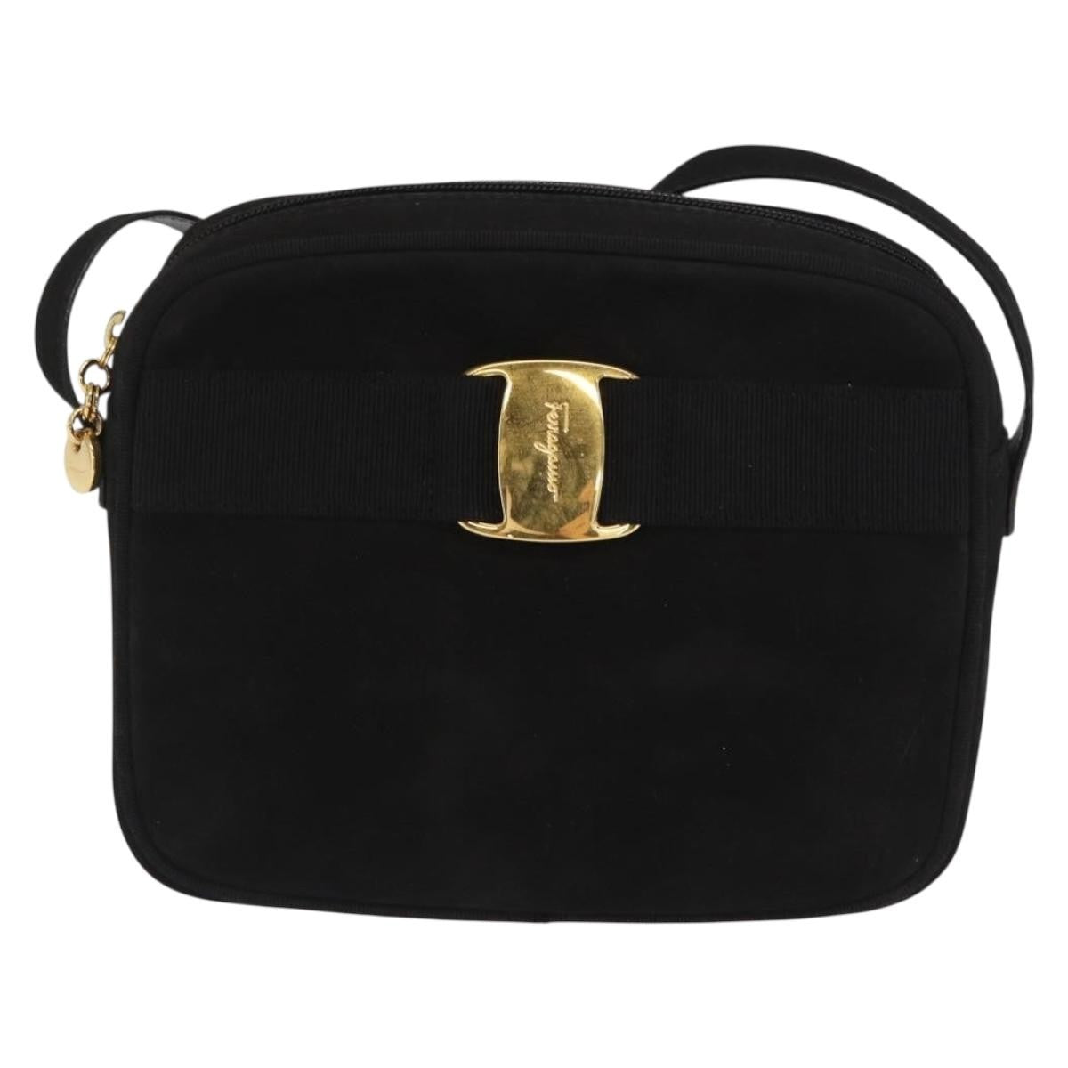 Salvatore Ferragamo Vala Clutch Suede Black Suede Clutche & Pouche Bag (Pre-Owned)