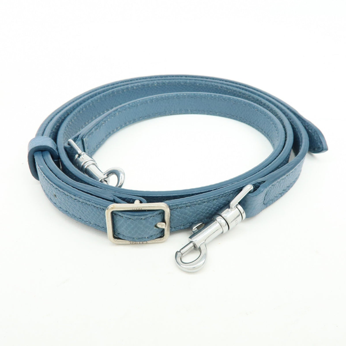 Celine Belt Textured Leather Blue Leather Handbag (Pre-Owned)