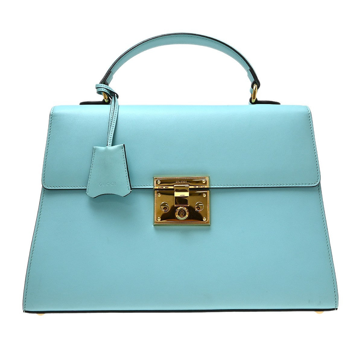 Gucci Padlock Top Handle Leather Blue Leather Handbag (Pre-Owned)