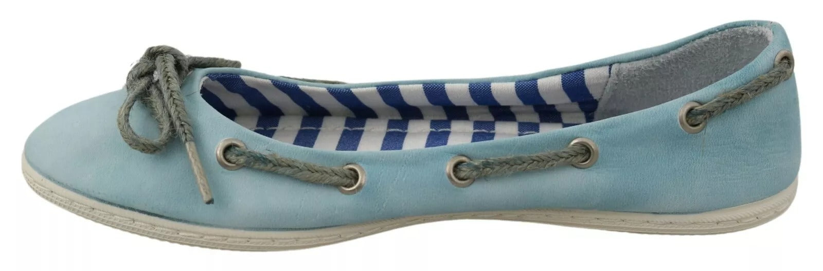 Pantofola D'Oro Sky Blue Suede Lace Bow Loafers Ballet Flat Women's Shoes (Pre-Owned)