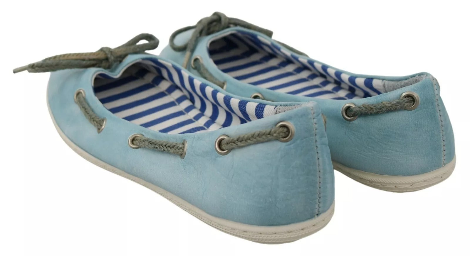 Pantofola D'Oro Sky Blue Suede Lace Bow Loafers Ballet Flat Women's Shoes (Pre-Owned)