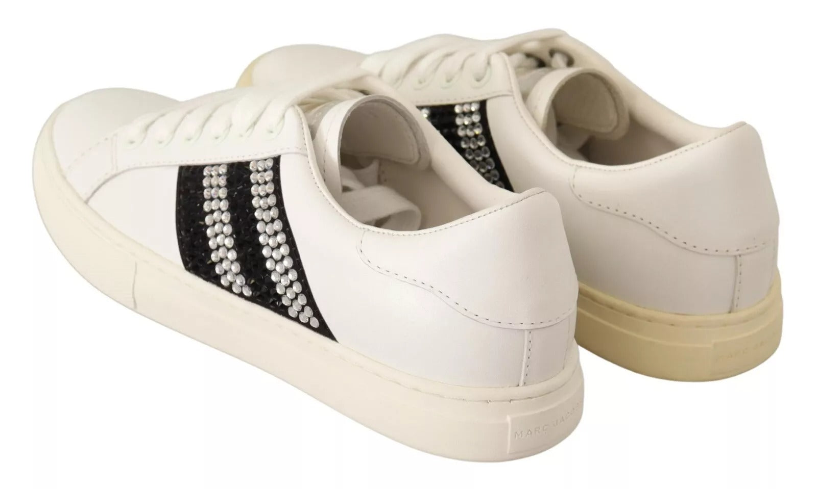 Marc Jacobs White Leather Crystal Embellished Sneakers Women's Shoes (Pre-Owned)