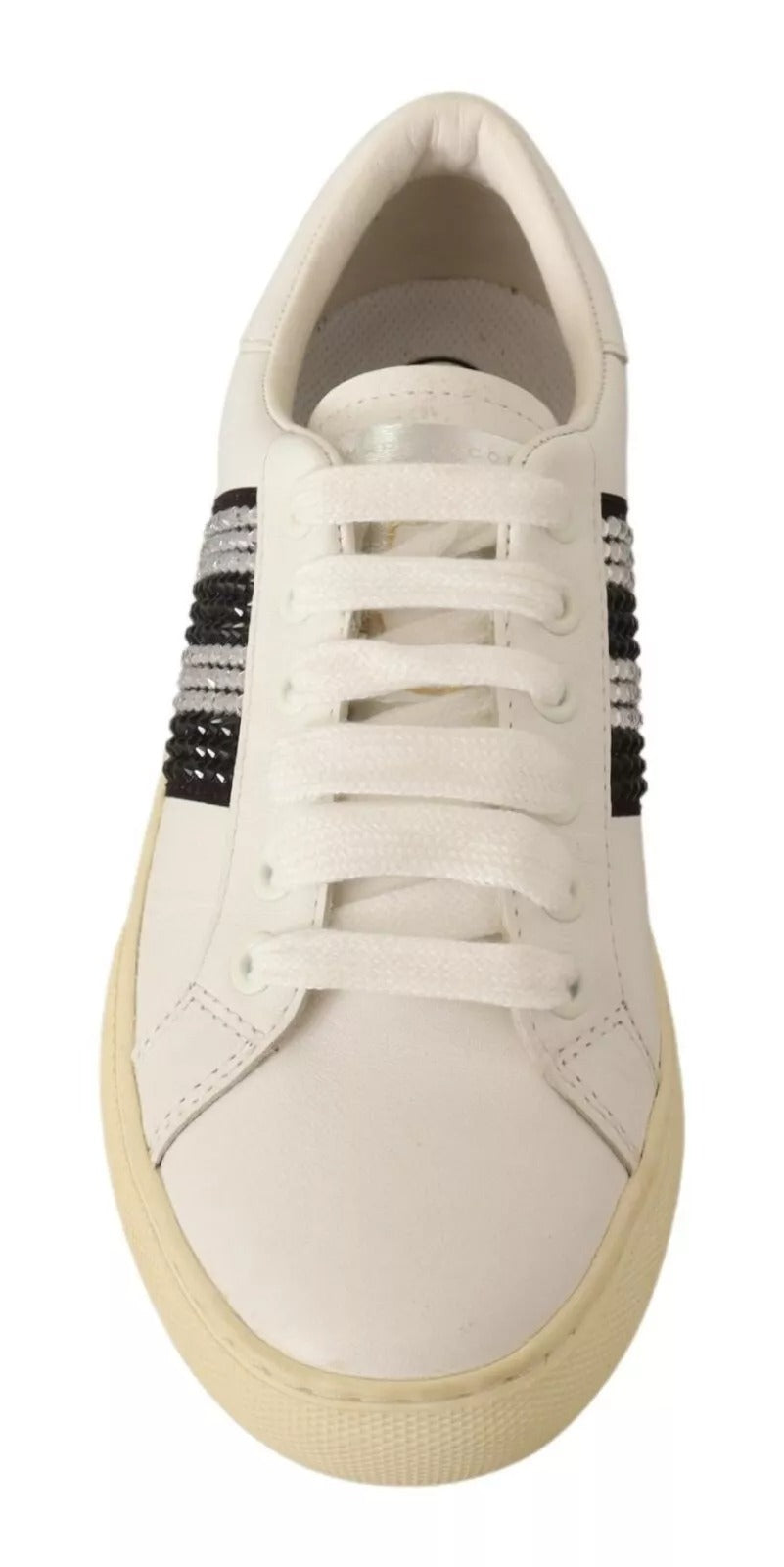 Marc Jacobs White Leather Crystal Embellished Sneakers Women's Shoes (Pre-Owned)