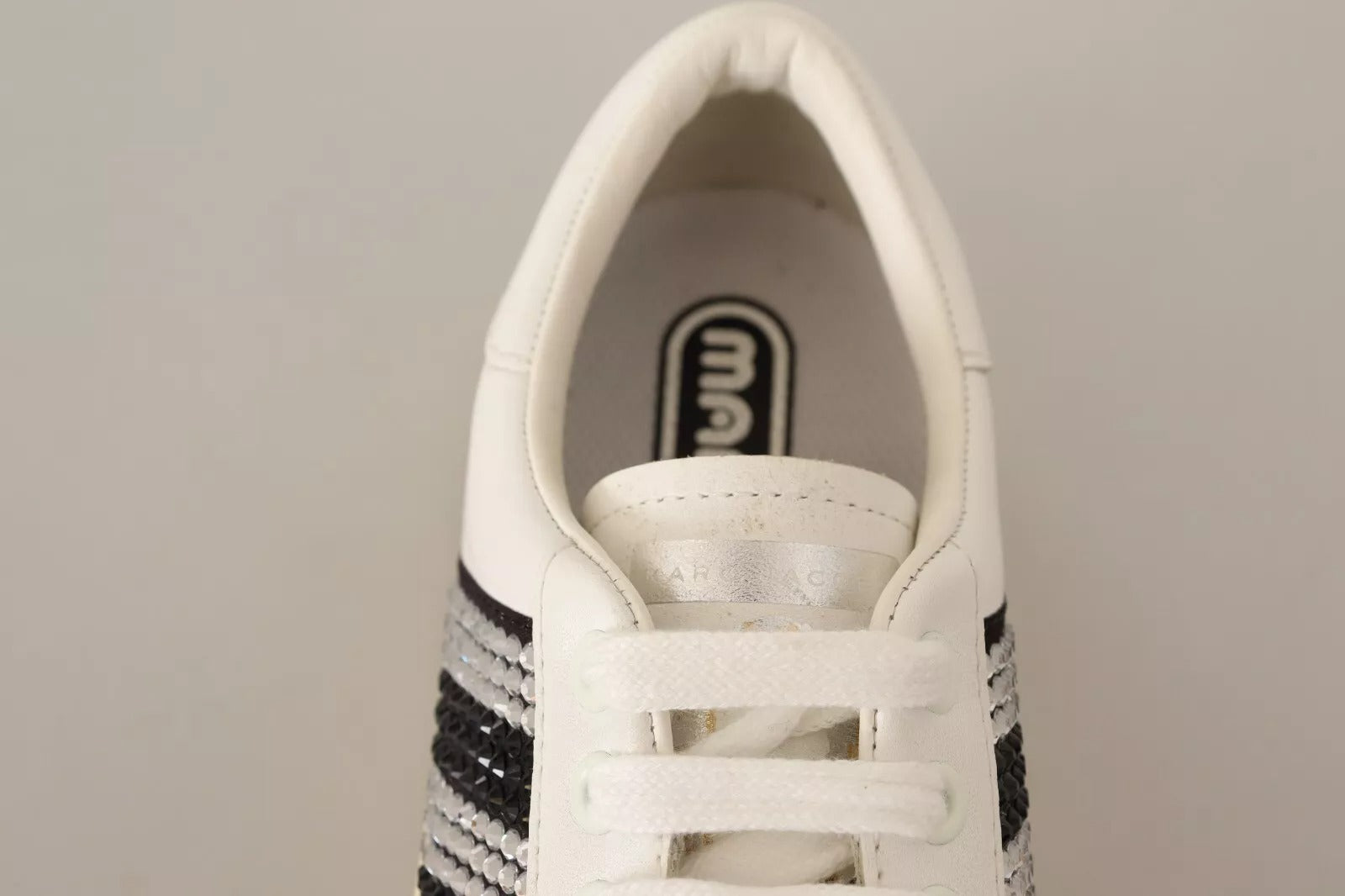 Marc Jacobs White Leather Crystal Embellished Sneakers Women's Shoes (Pre-Owned)