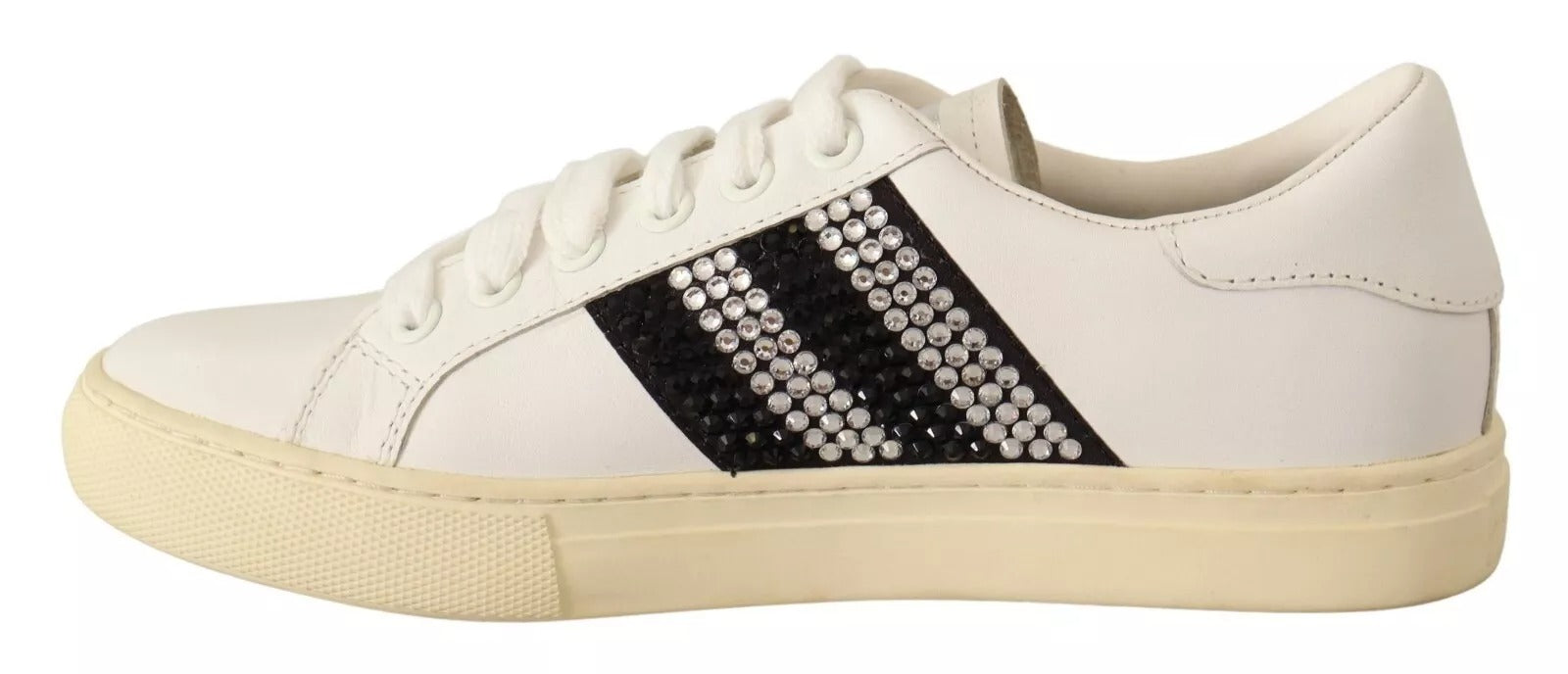 Marc Jacobs White Leather Crystal Embellished Sneakers Women's Shoes (Pre-Owned)