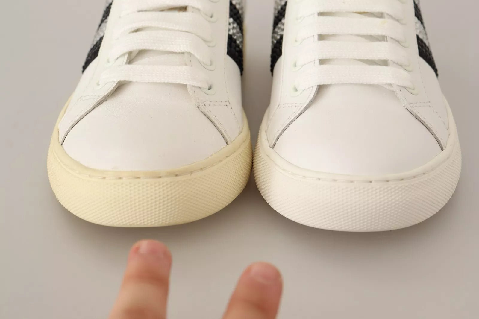 Marc Jacobs White Leather Crystal Embellished Sneakers Women's Shoes (Pre-Owned)