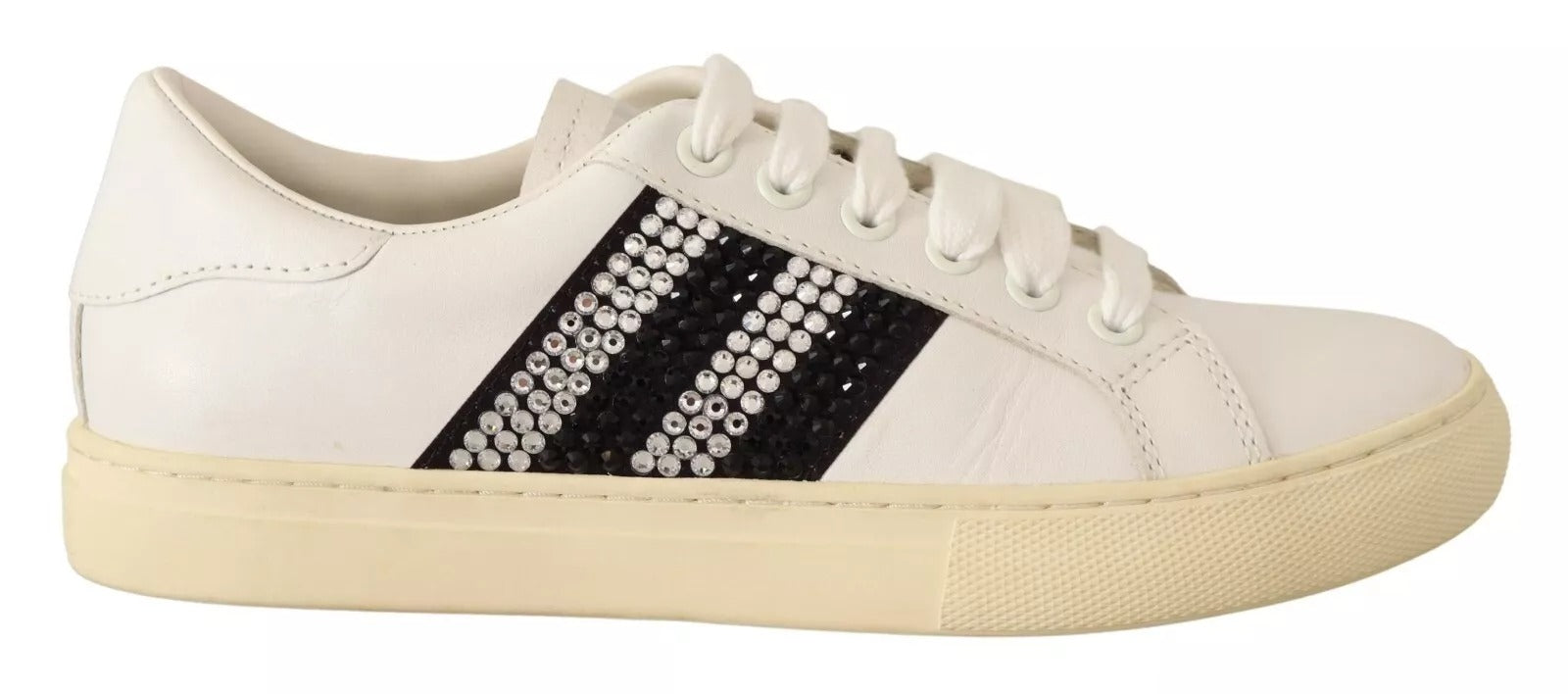 Marc Jacobs White Leather Crystal Embellished Sneakers Women's Shoes (Pre-Owned)