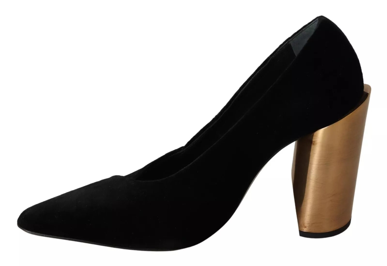 Jil Sander Black Leather Suede Block Heels Pumps Women's Shoes (Pre-Owned)