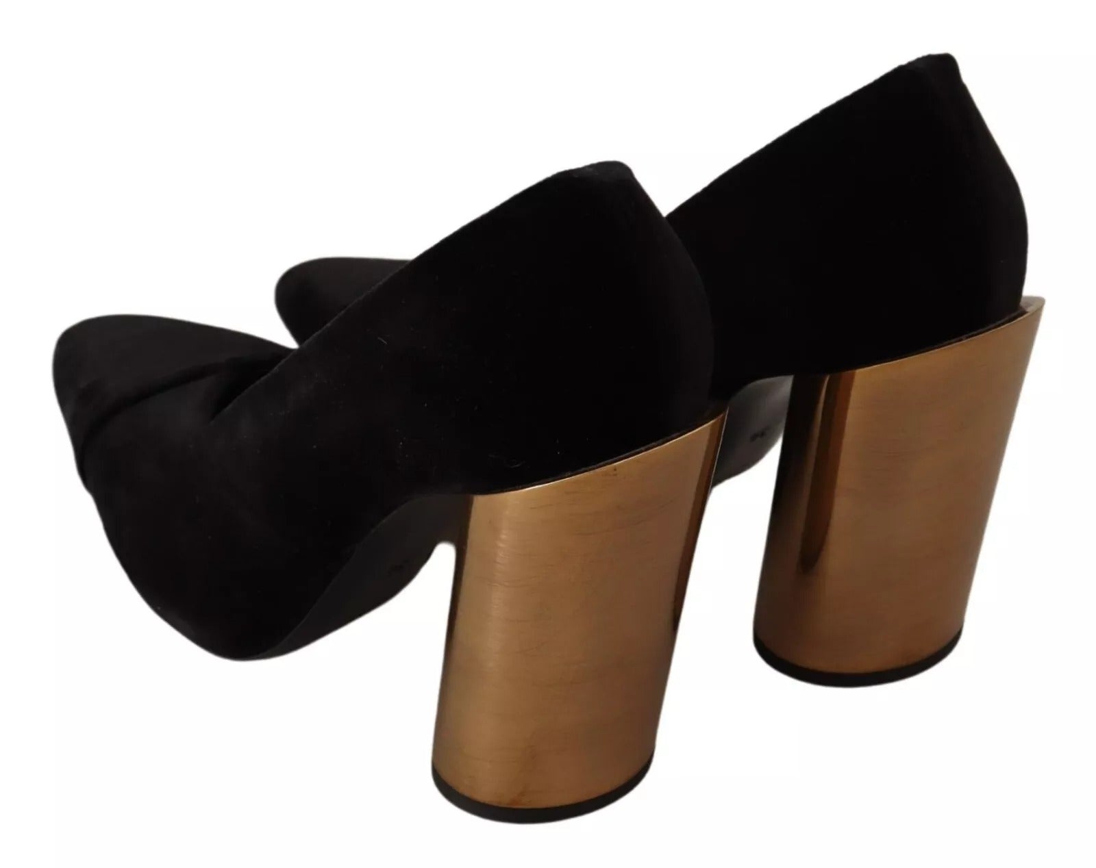 Jil Sander Black Leather Suede Block Heels Pumps Women's Shoes (Pre-Owned)