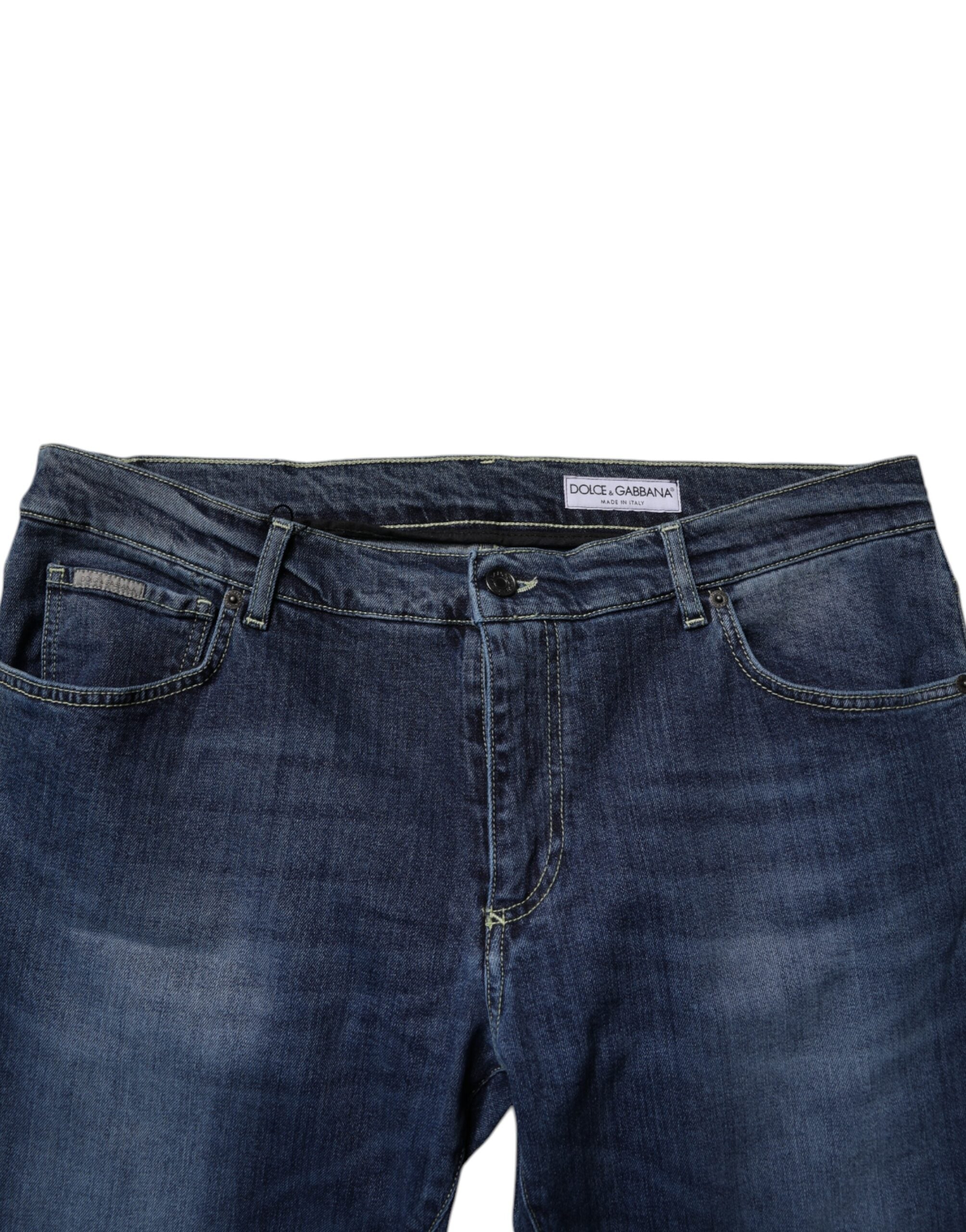 Dolce & Gabbana Blue Washed Cotton Stretch SkinnyDenim Men's Jeans