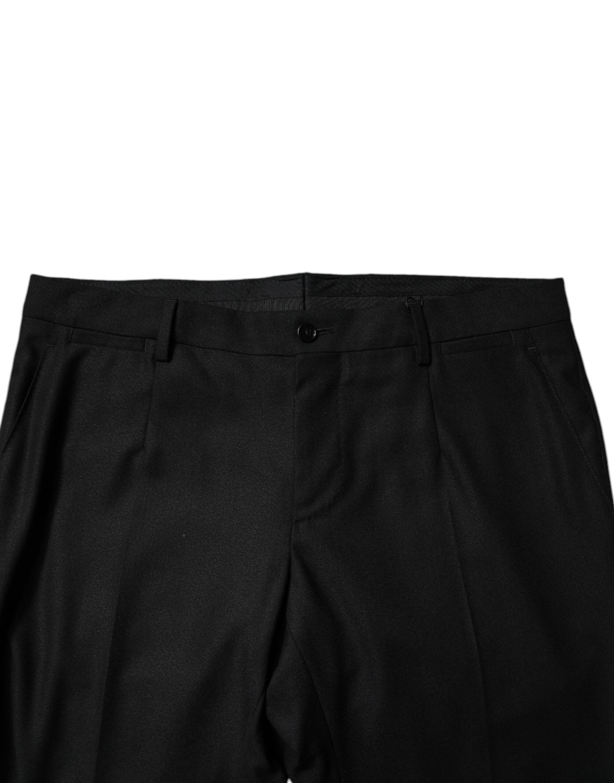 Dolce & Gabbana Black Virgin Wool MenSkinny Dress Formal Men's Pants