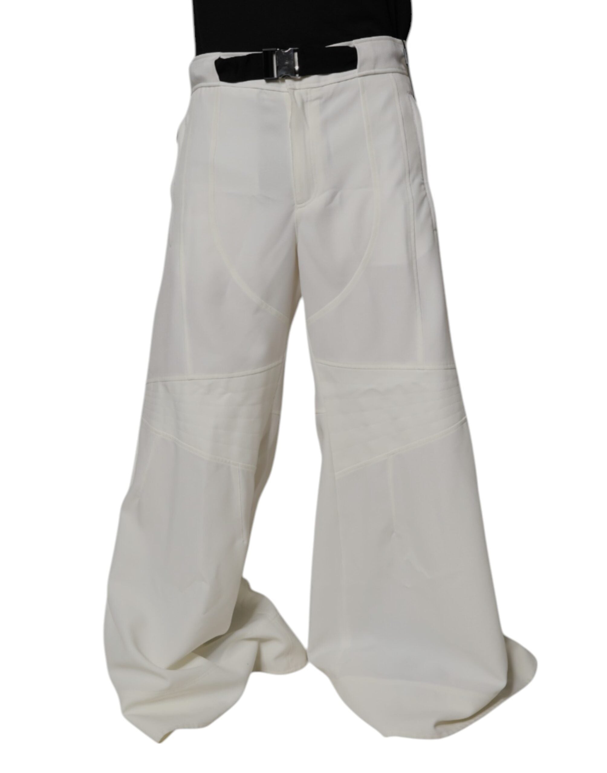 Dolce & Gabbana White Mid Waist Wide Leg Men's Pants