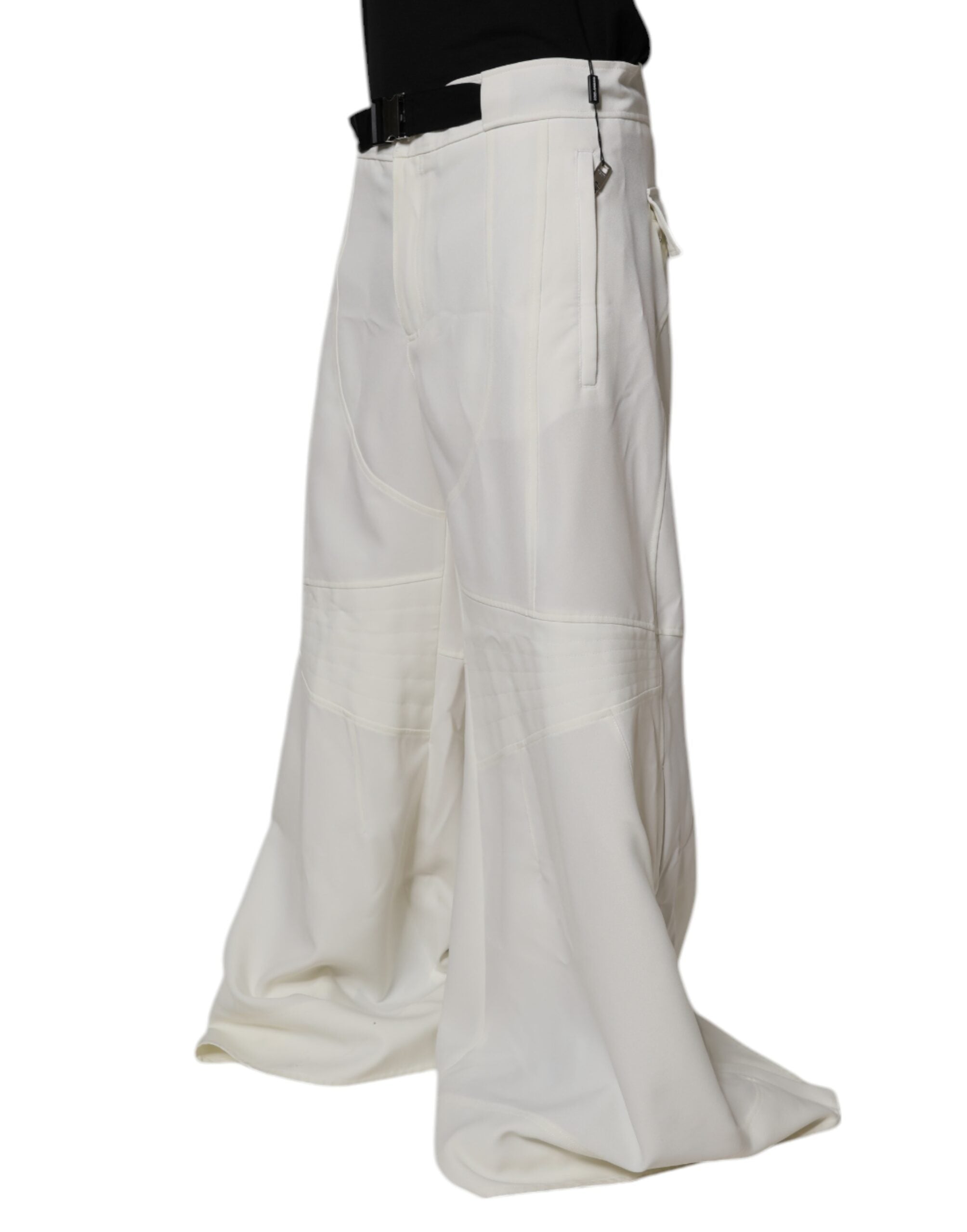 Dolce & Gabbana White Mid Waist Wide Leg Men's Pants