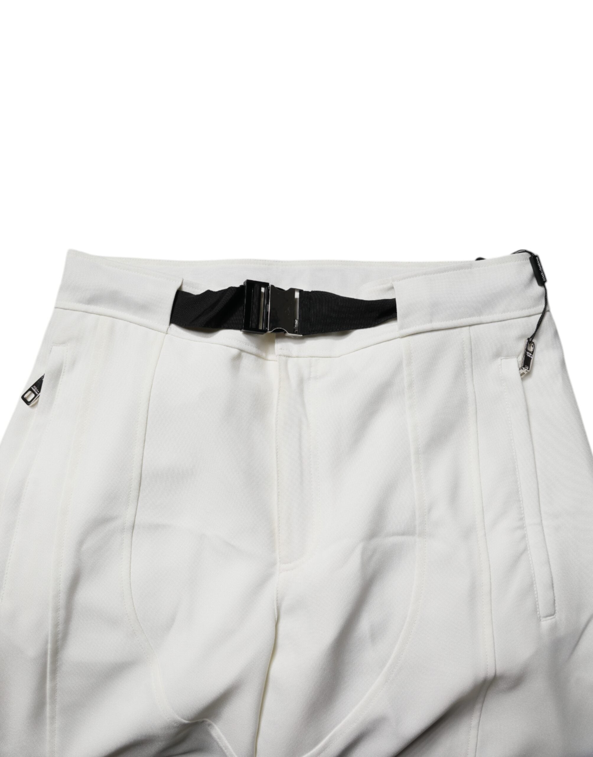 Dolce & Gabbana White Mid Waist Wide Leg Men's Pants