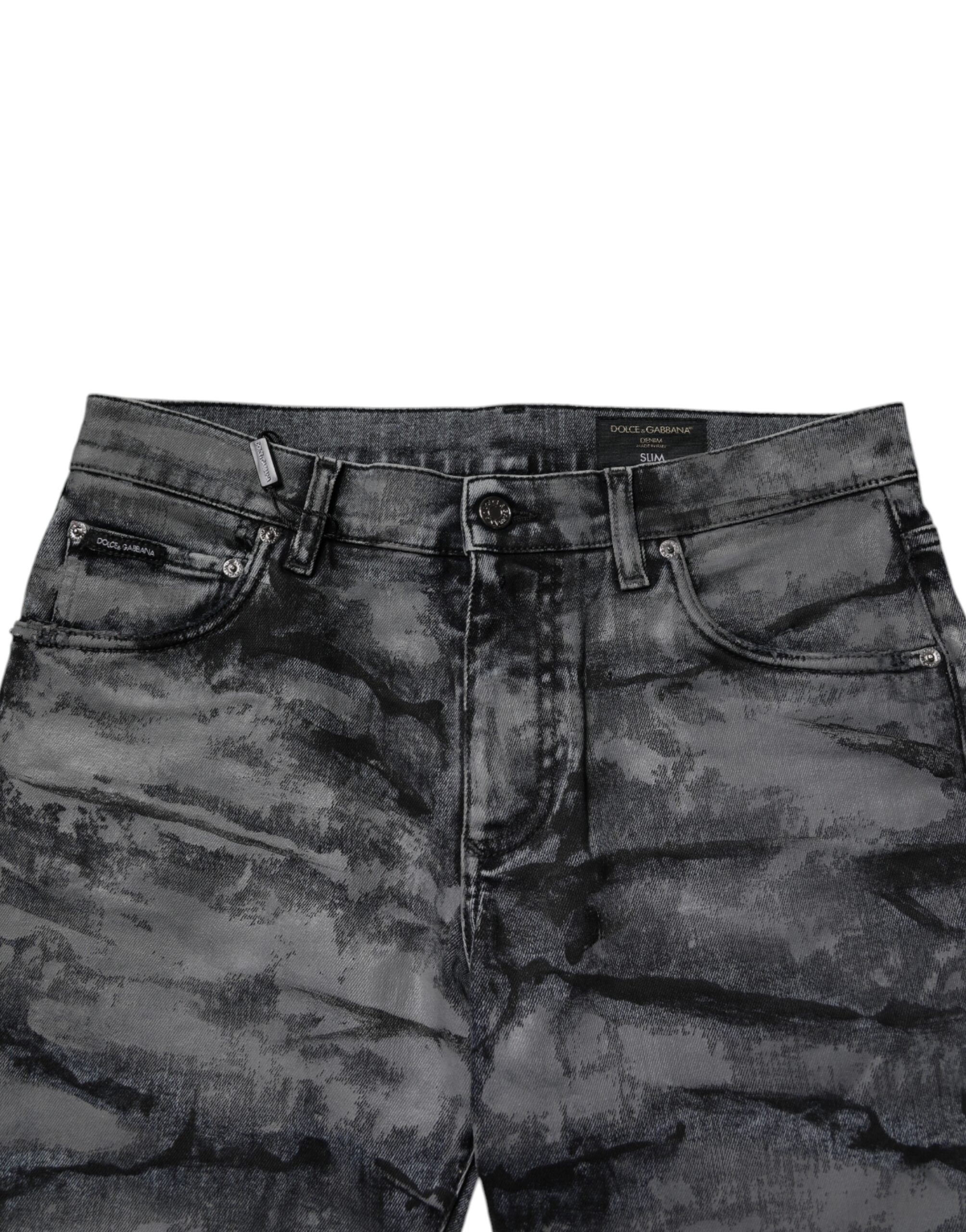 Dolce & Gabbana Gray Tie Dye Cotton Skinny Men Denim Men's Jeans