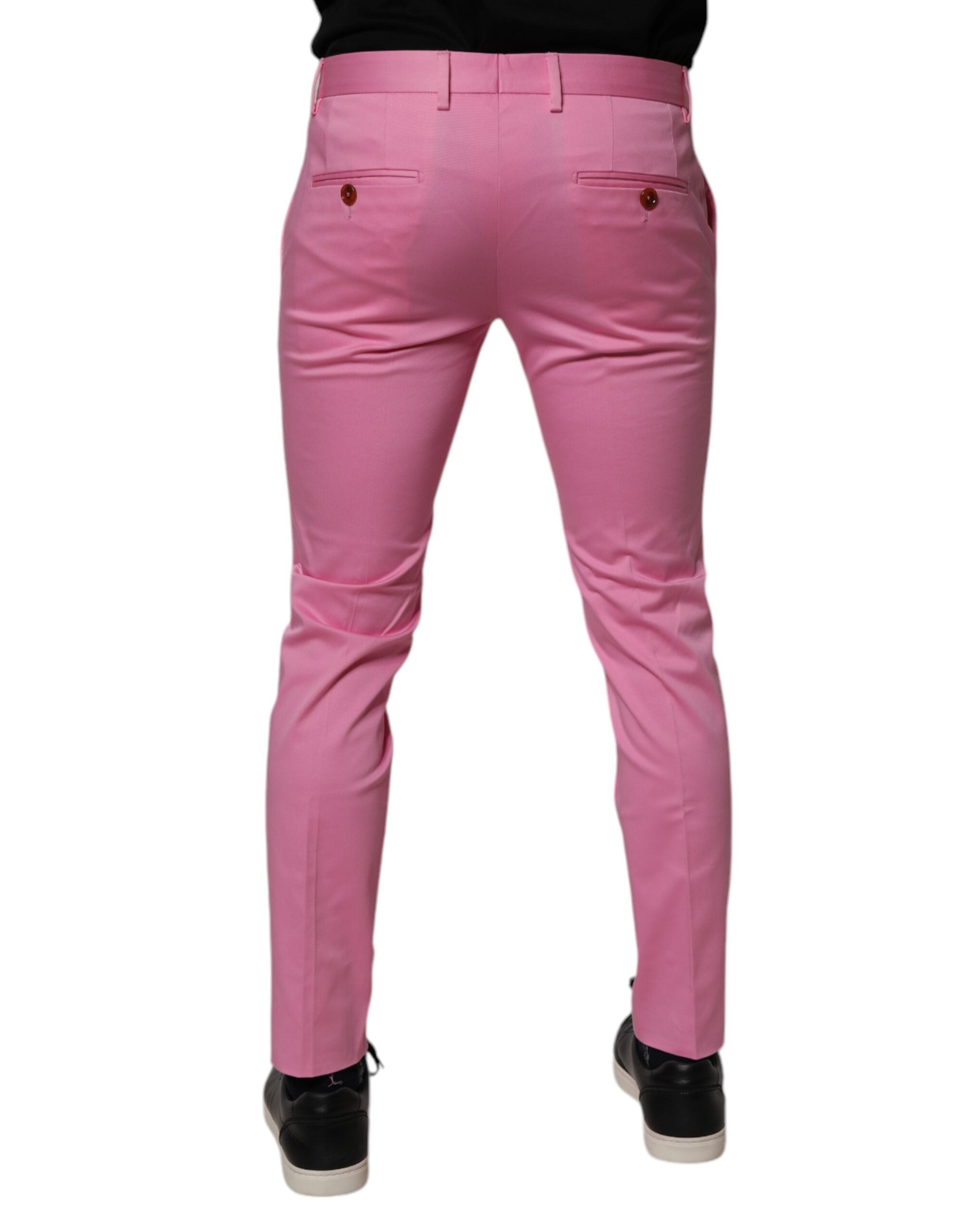 Dolce & Gabbana Pink Cotton Slim Fit Men Dress Formal Men's Pants