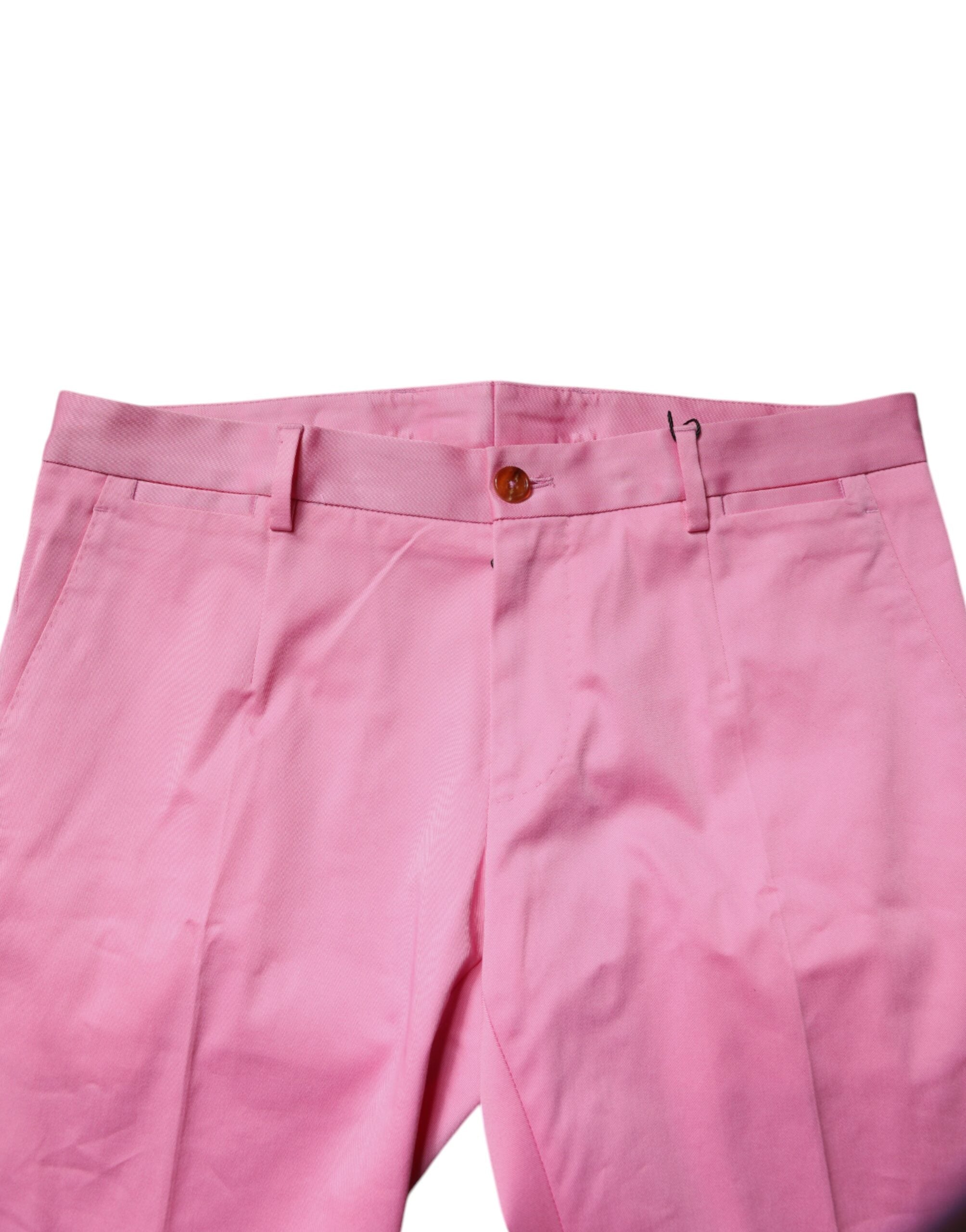 Dolce & Gabbana Pink Cotton Slim Fit Men Dress Formal Men's Pants