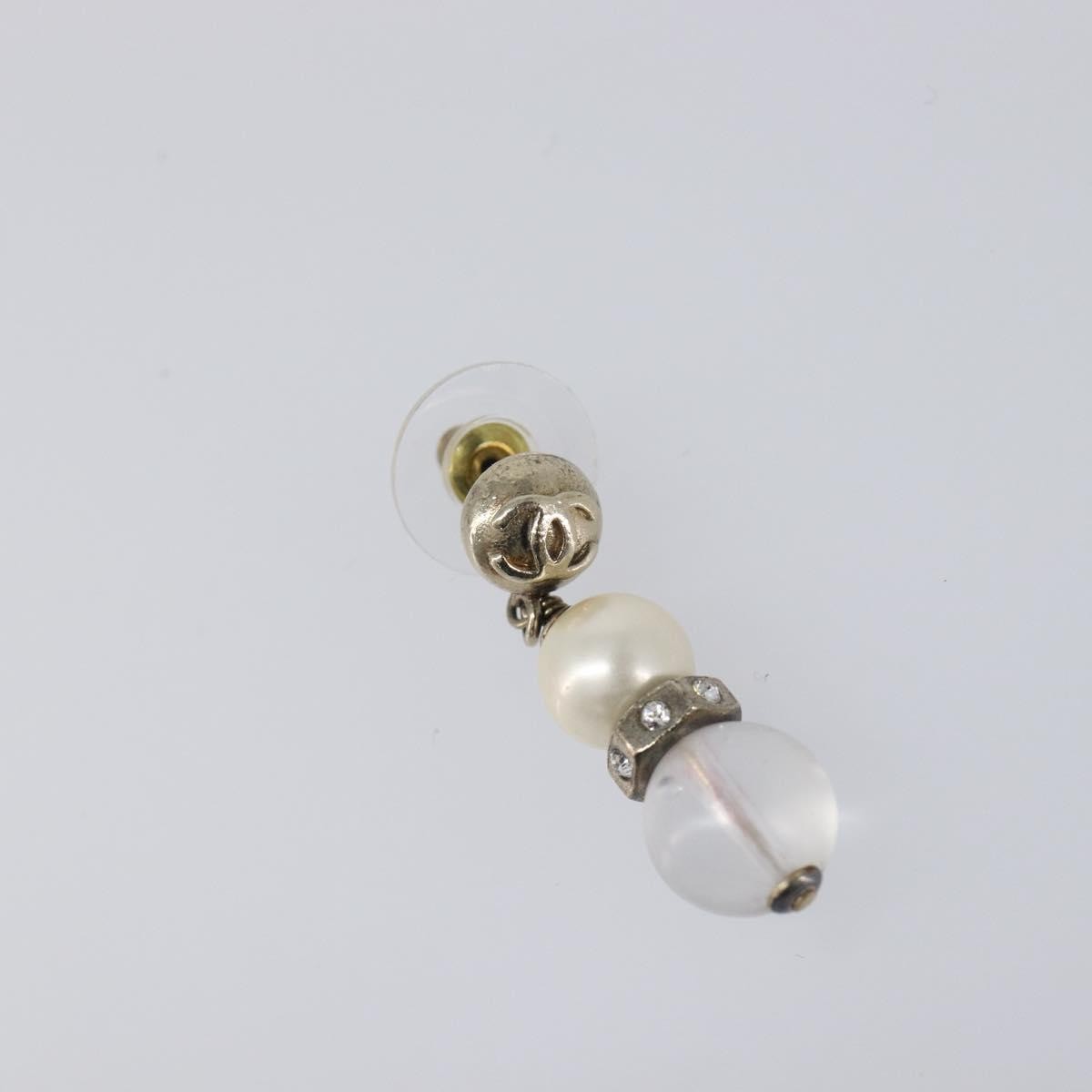 Chanel Cc Pearl Drop Faux Pearl And Metal Silver Metal Earrings Jewelry (Pre-Owned)