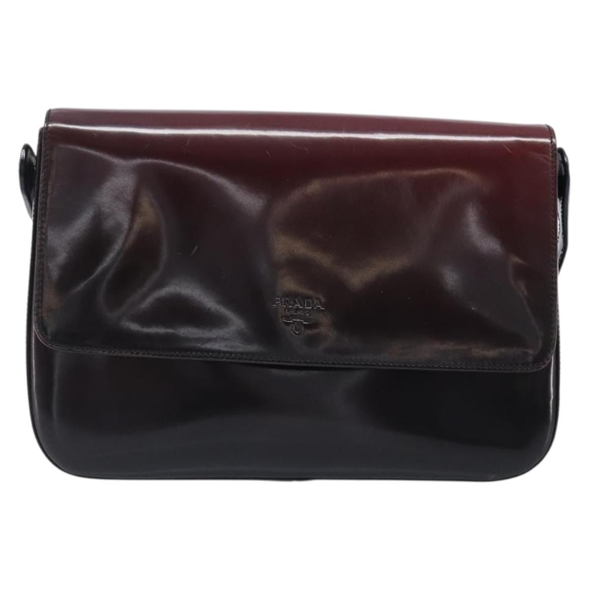 Prada Shoulder Leather Burgundy Patent_Leather Shoulder Bag Bag (Pre-Owned)
