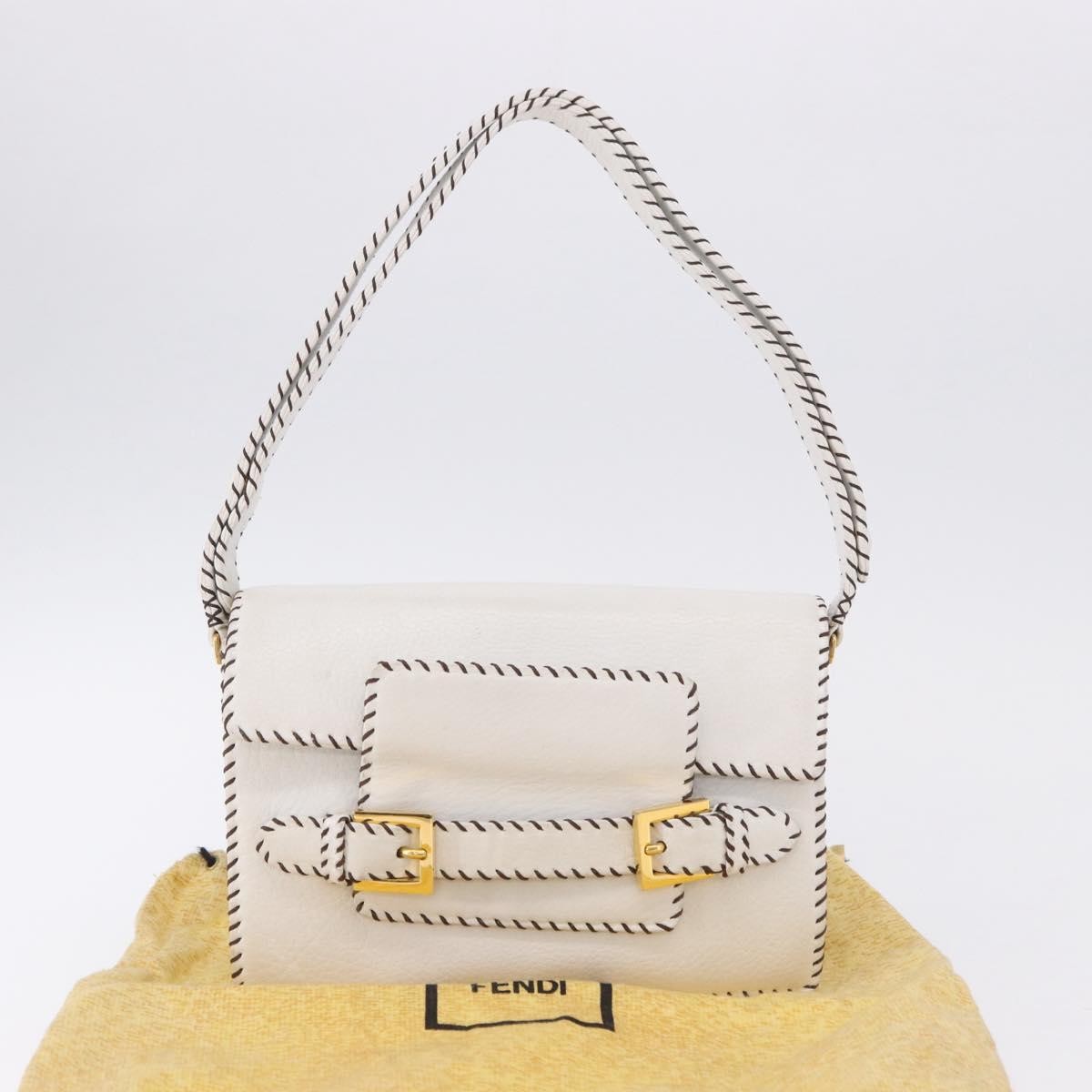 Fendi Shoulder Leather White Leather Shoulder Bag Bag (Pre-Owned)