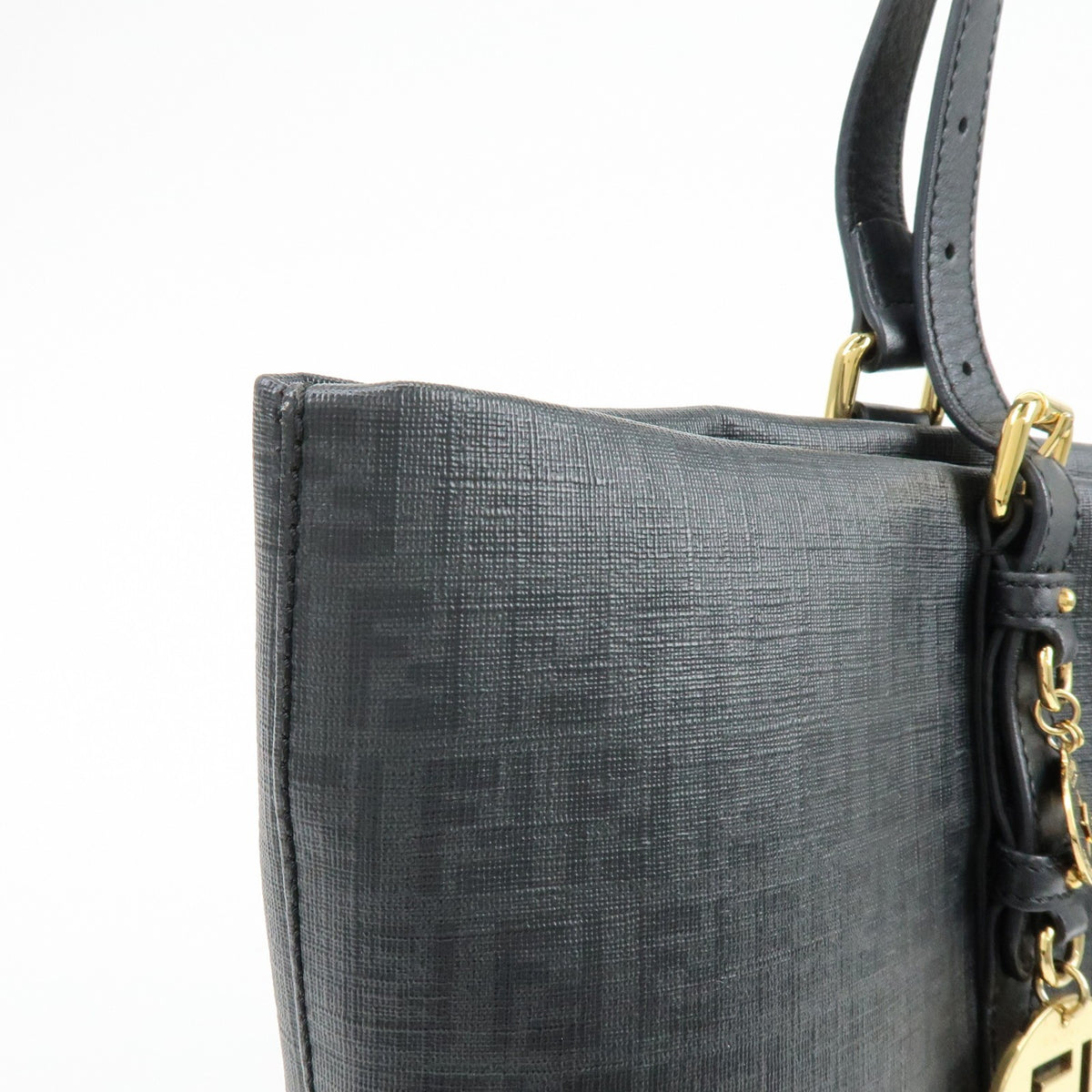 Fendi Superstar Zucchino Coated Canvas Black Canvas Tote Bag Bag (Pre-Owned)