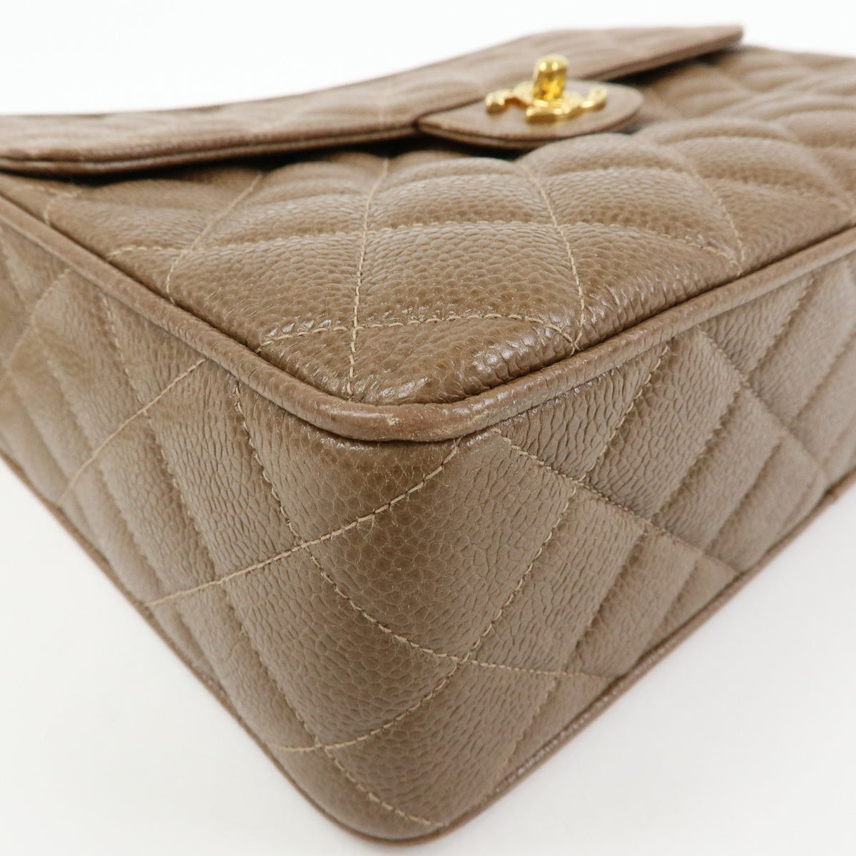 Chanel Vintage Front Pocket Camera Quilted Caviar Brown Leather Handbag (Pre-Owned)