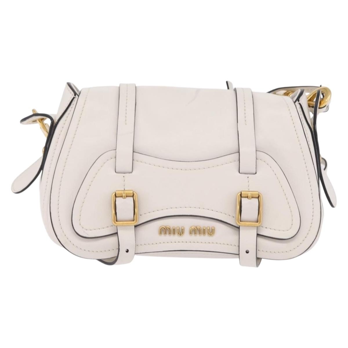 Miu Miu Grace Lux Leather White Leather Shoulder Bag Bag (Pre-Owned)
