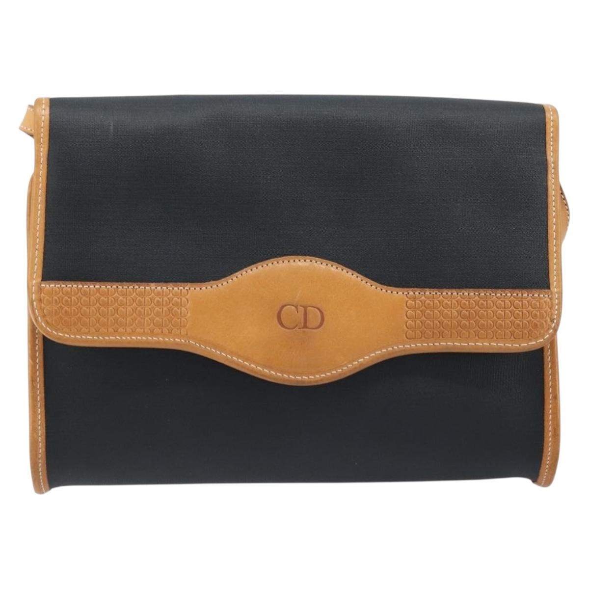 Christian Dior Cd Shoulder Bag Canvas And Leather Black Canvas Shoulder Bag Bag (Pre-Owned)