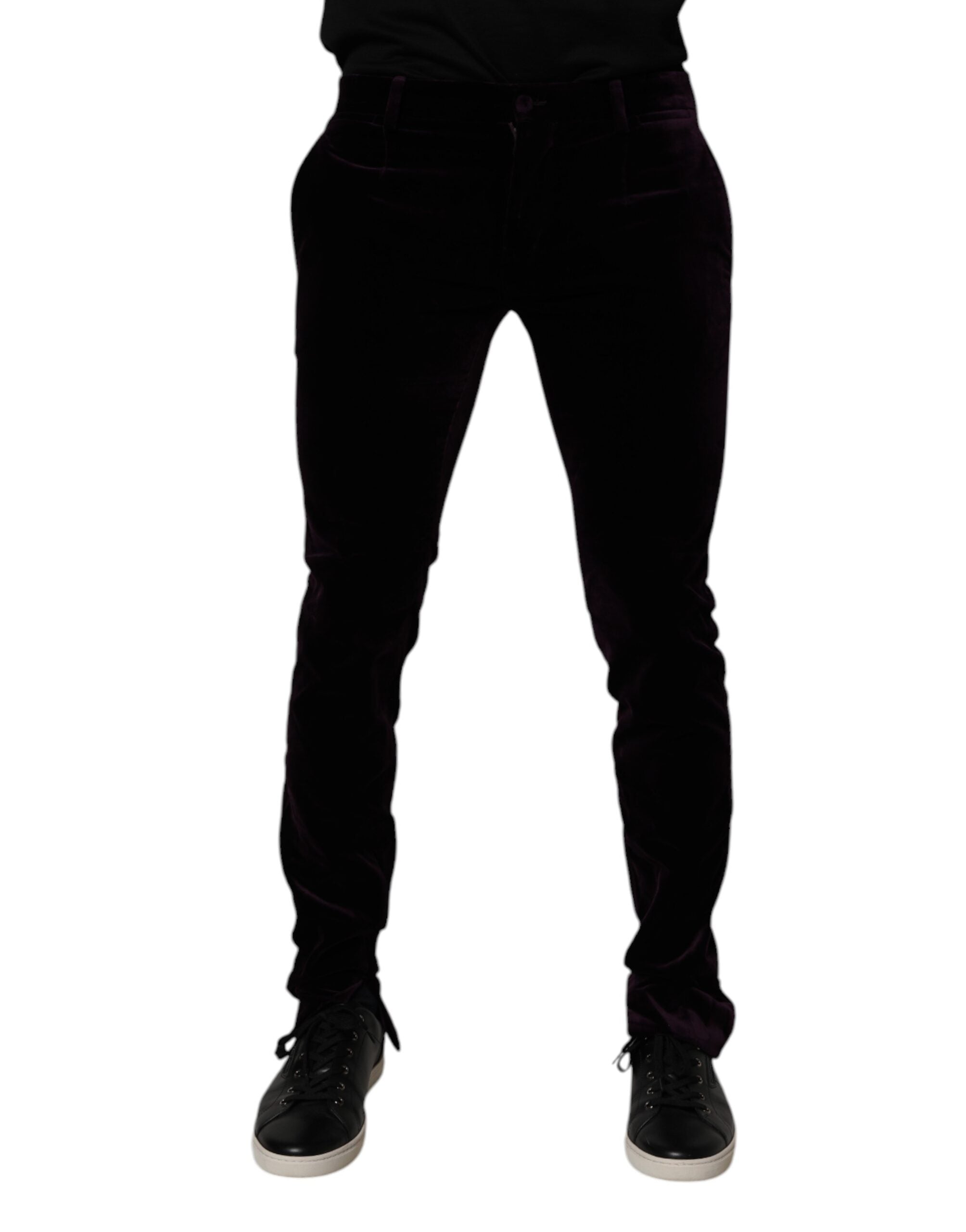 Dolce & Gabbana Violet Velvet Cotton Men Dress Formal Men's Pants