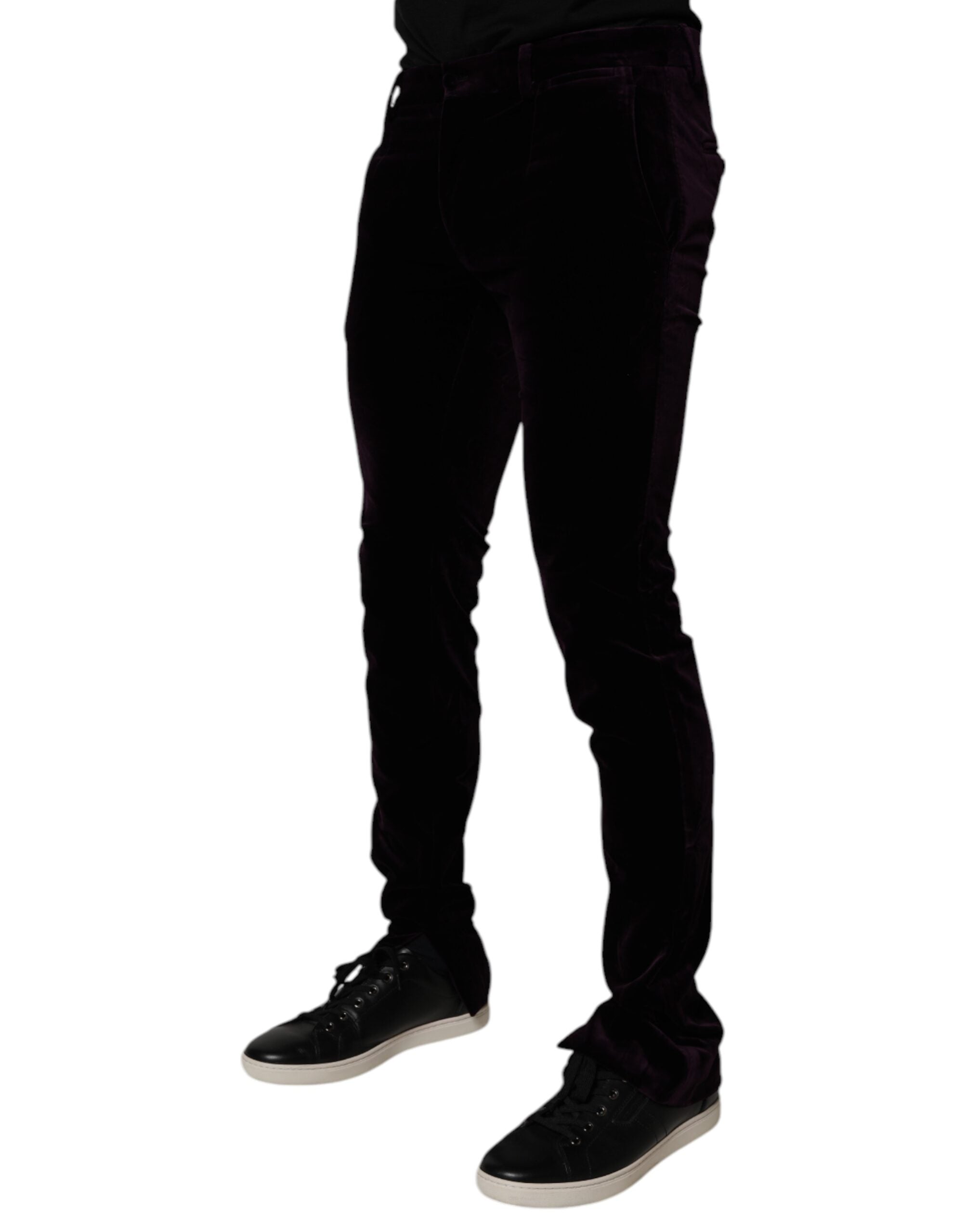 Dolce & Gabbana Violet Velvet Cotton Men Dress Formal Men's Pants