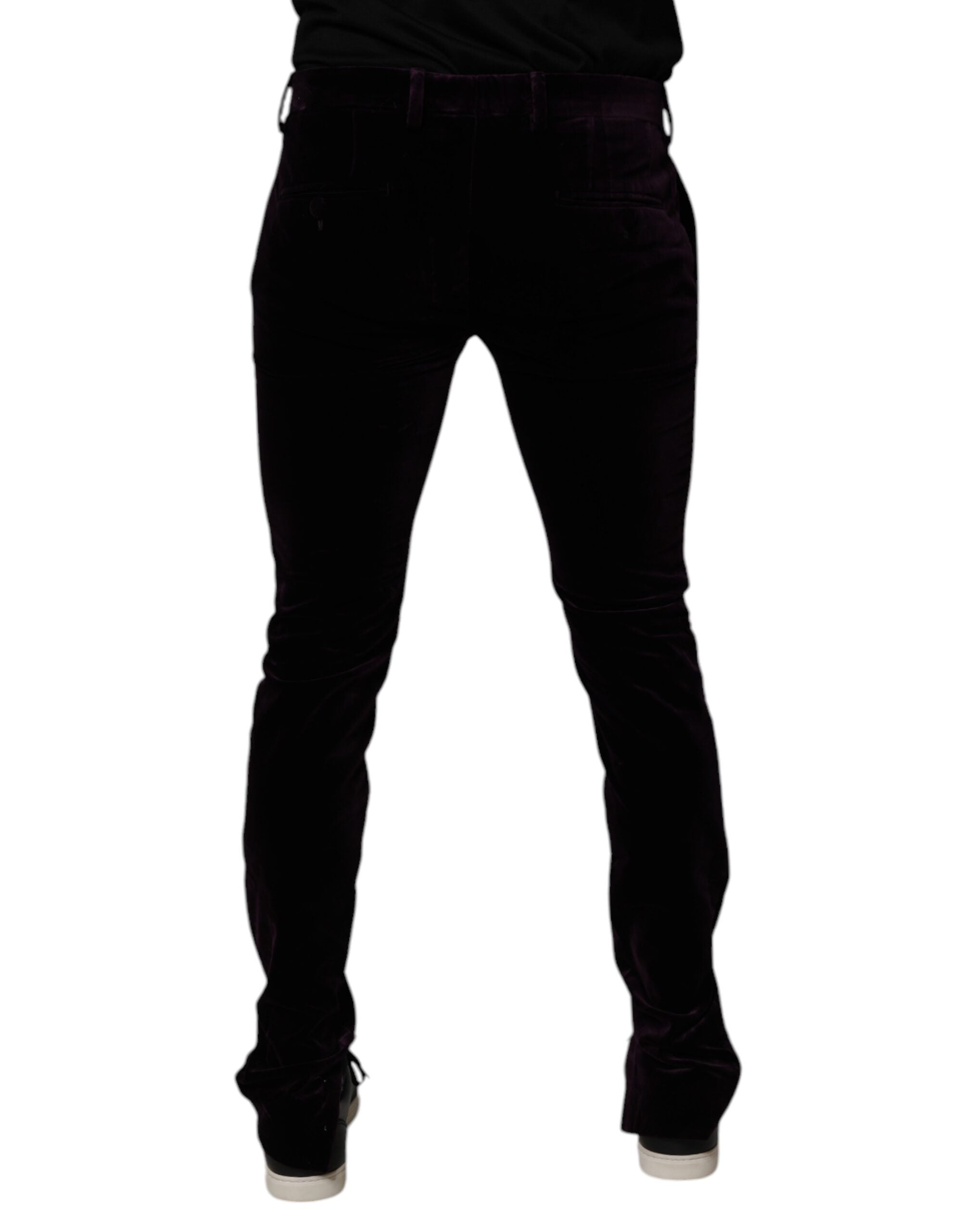 Dolce & Gabbana Violet Velvet Cotton Men Dress Formal Men's Pants