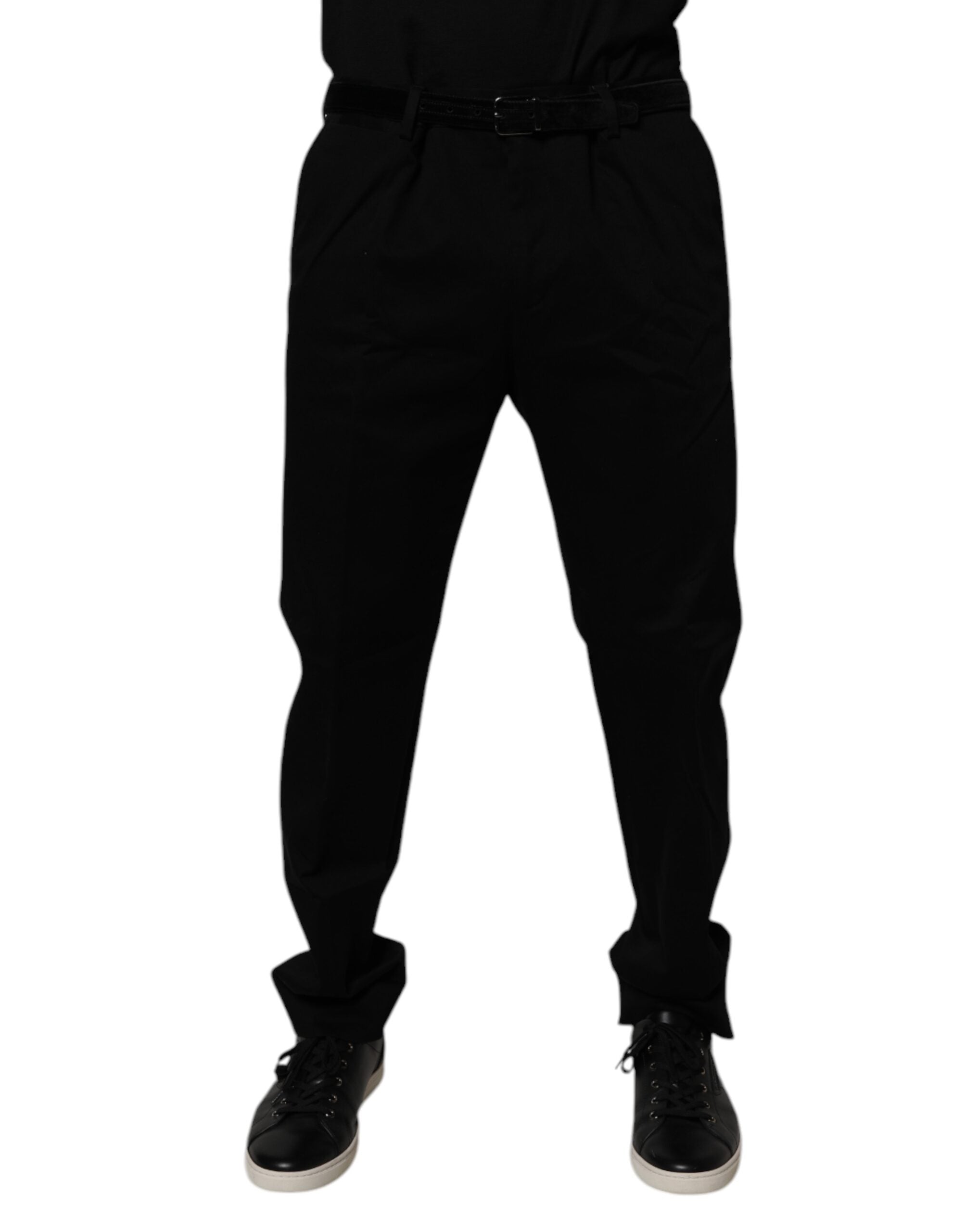 Dolce & Gabbana Black Cotton Men Skinny Dress Formal Men's Pants