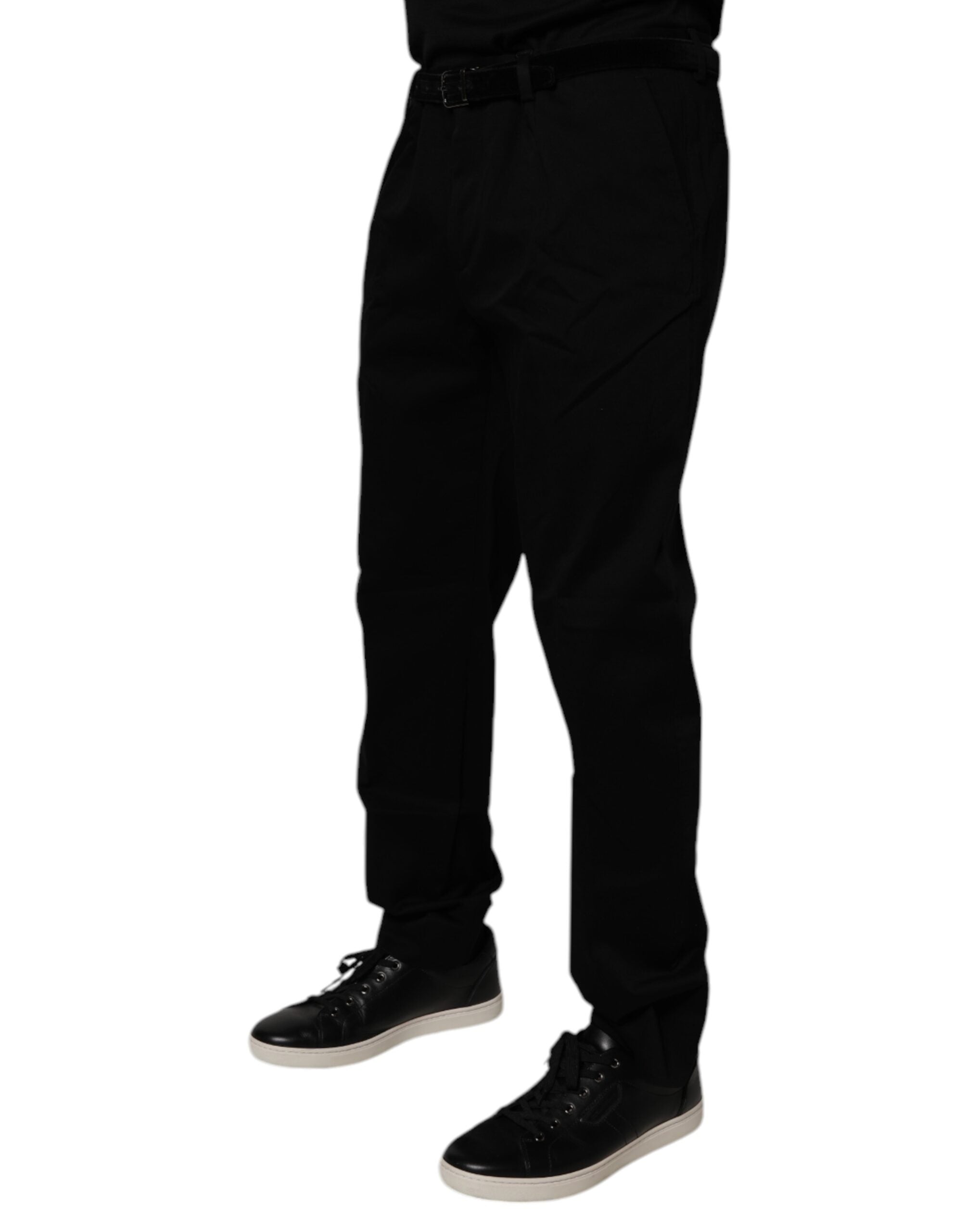 Dolce & Gabbana Black Cotton Men Skinny Dress Formal Men's Pants