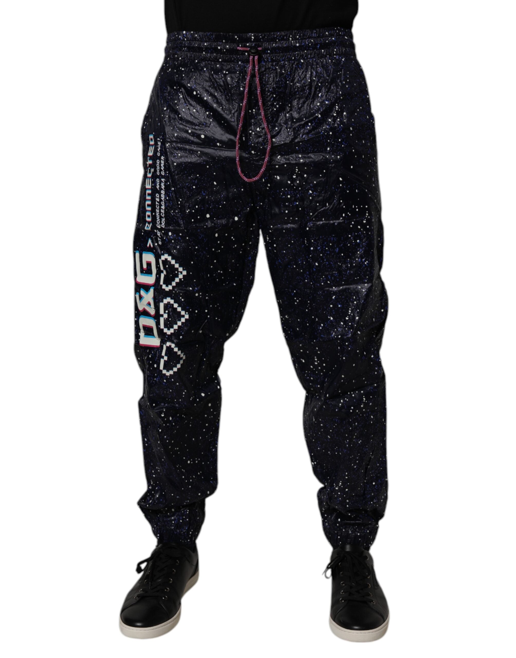 Dolce & Gabbana Dark Blue DG Game Print Cotton Jogger Men's Pants (Pre-Owned)