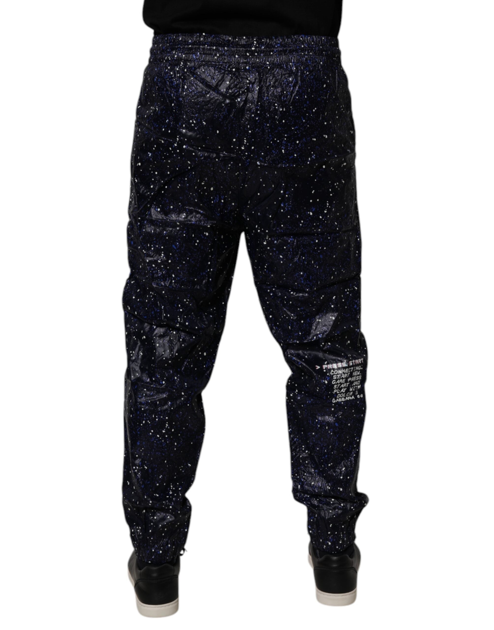 Dolce & Gabbana Dark Blue DG Game Print Cotton Jogger Men's Pants (Pre-Owned)